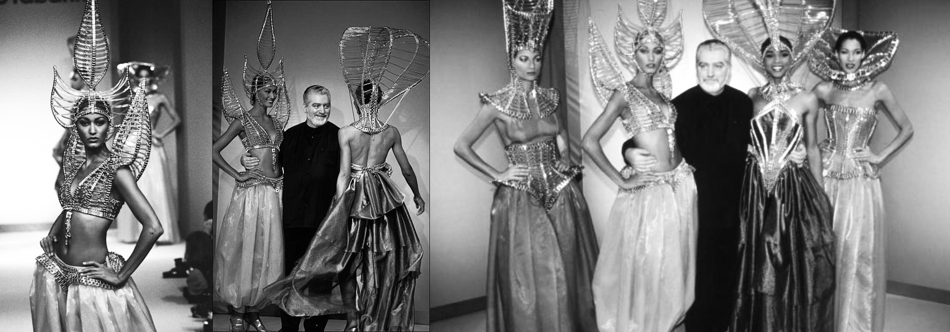  PACO RABANNE Pièce d'exposition digne d'un musée Ailes d'ange en paillettes Top Corsage Pour femmes 