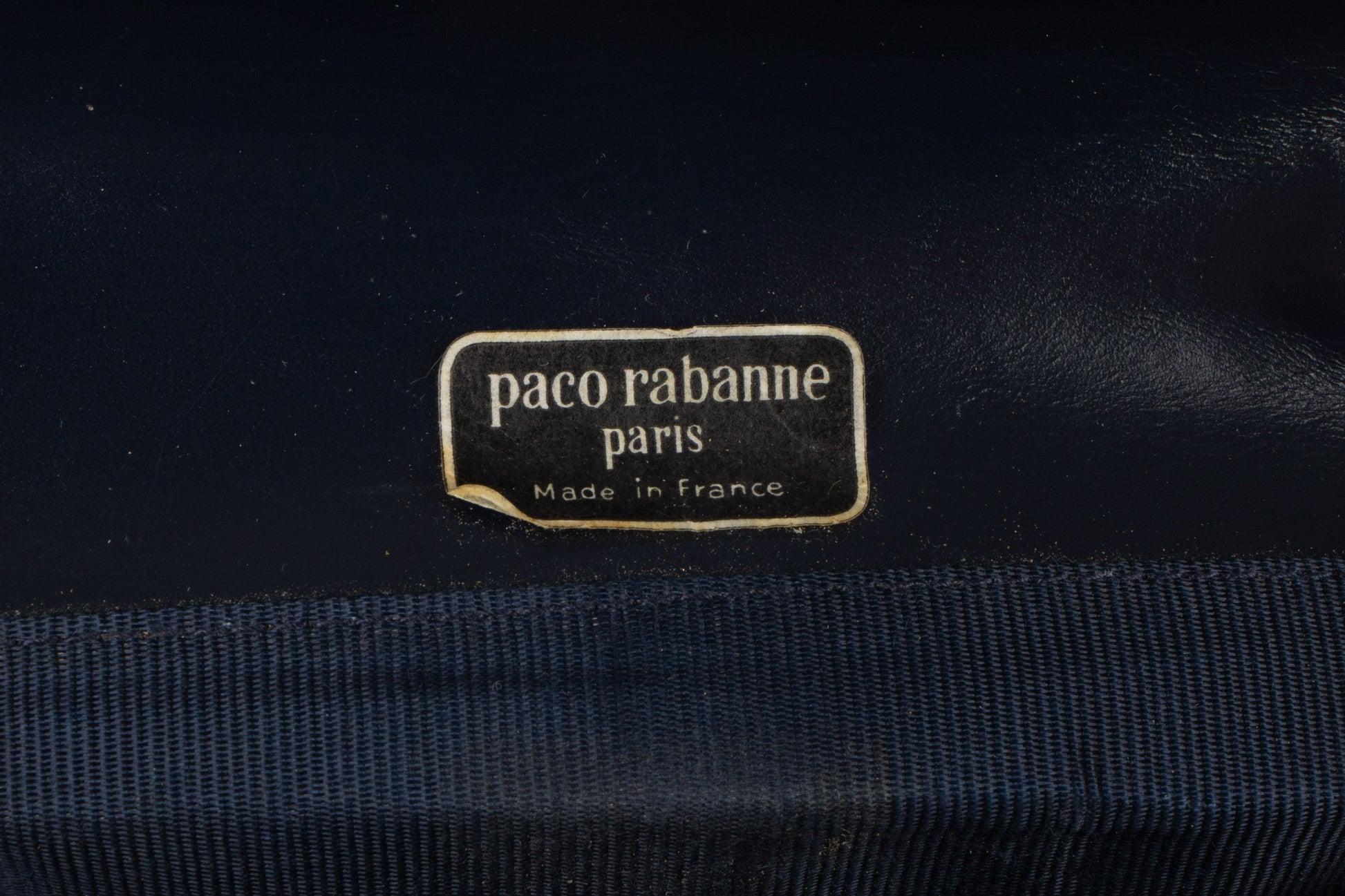 Paco Rabanne Navy-Blue Calfskin Handbag For Sale 5