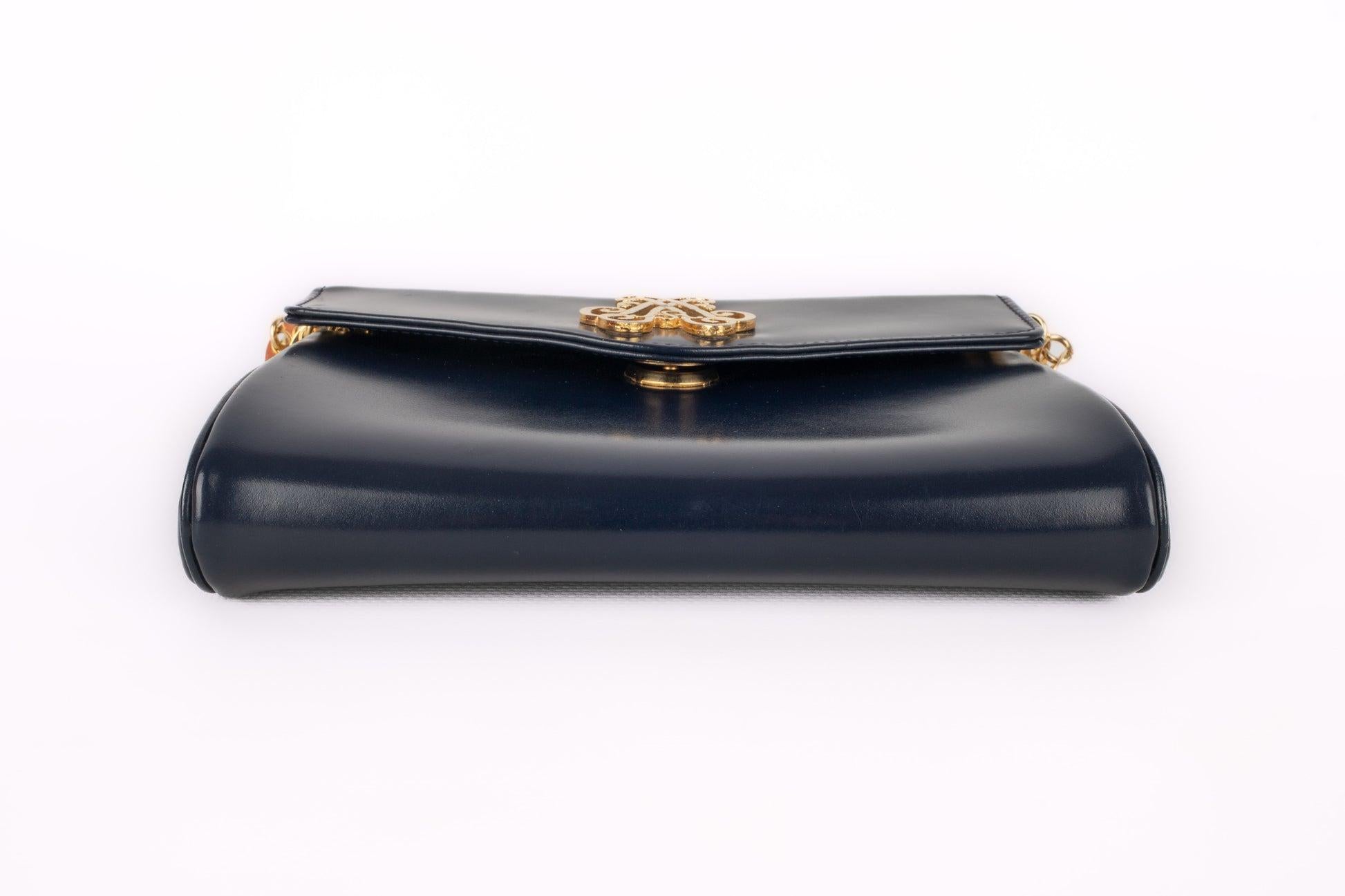 Paco Rabanne Navy-Blue Calfskin Handbag In Good Condition For Sale In SAINT-OUEN-SUR-SEINE, FR