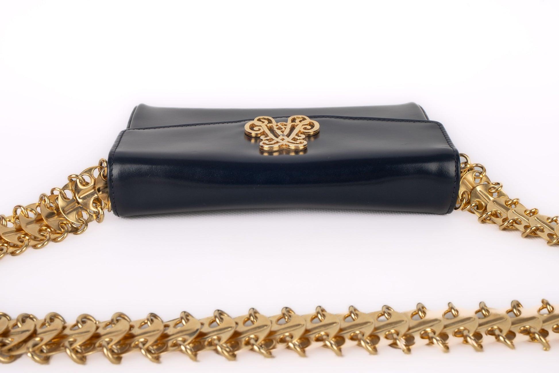 Paco Rabanne Navy-Blue Calfskin Handbag For Sale 1