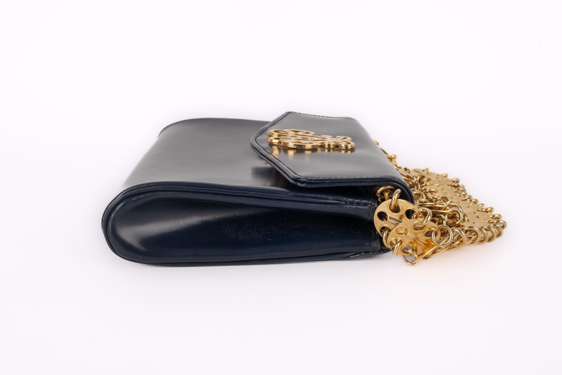 Paco Rabanne Navy-Blue Calfskin Handbag For Sale 2