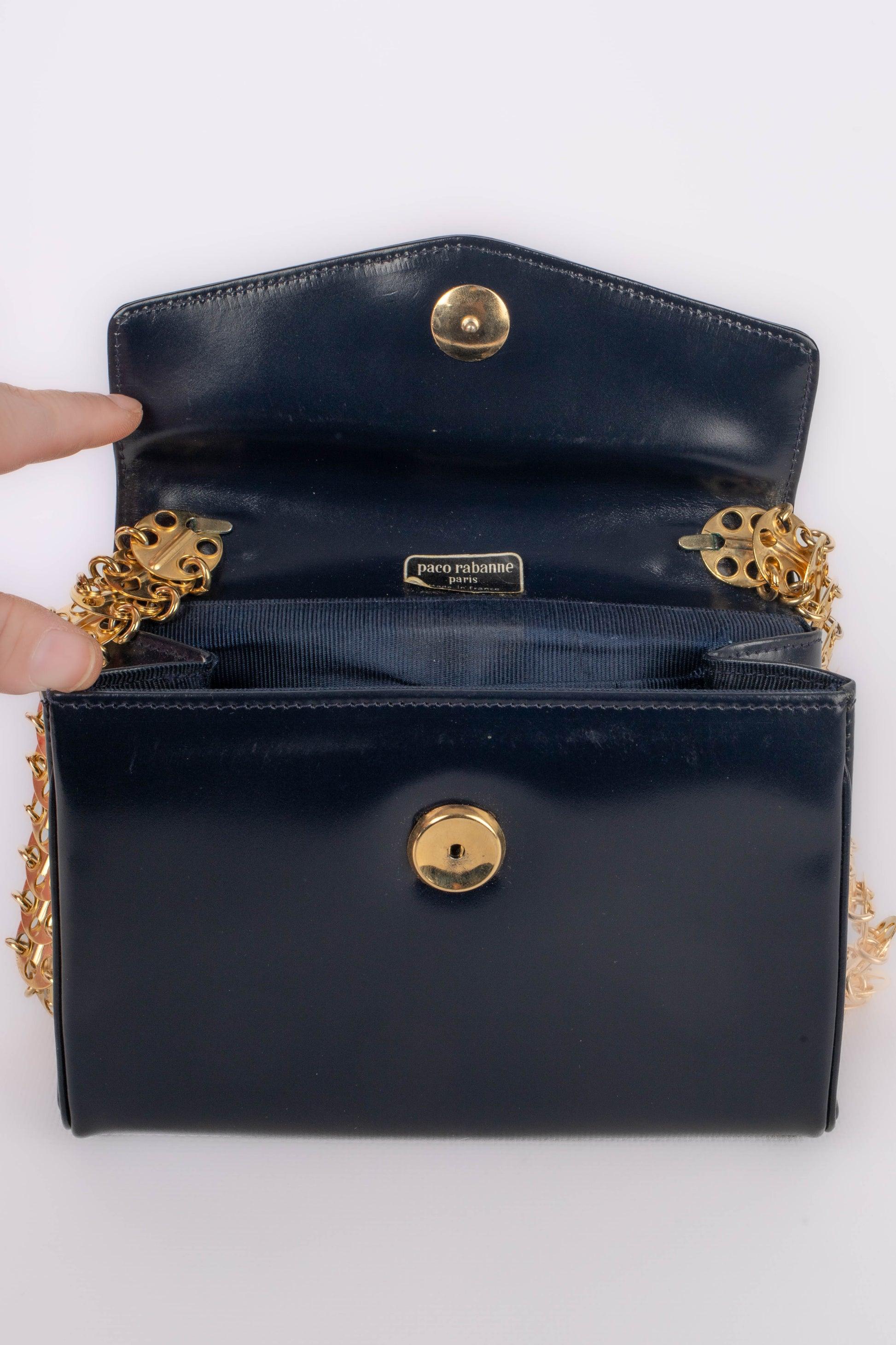 Paco Rabanne Navy-Blue Calfskin Handbag For Sale 3