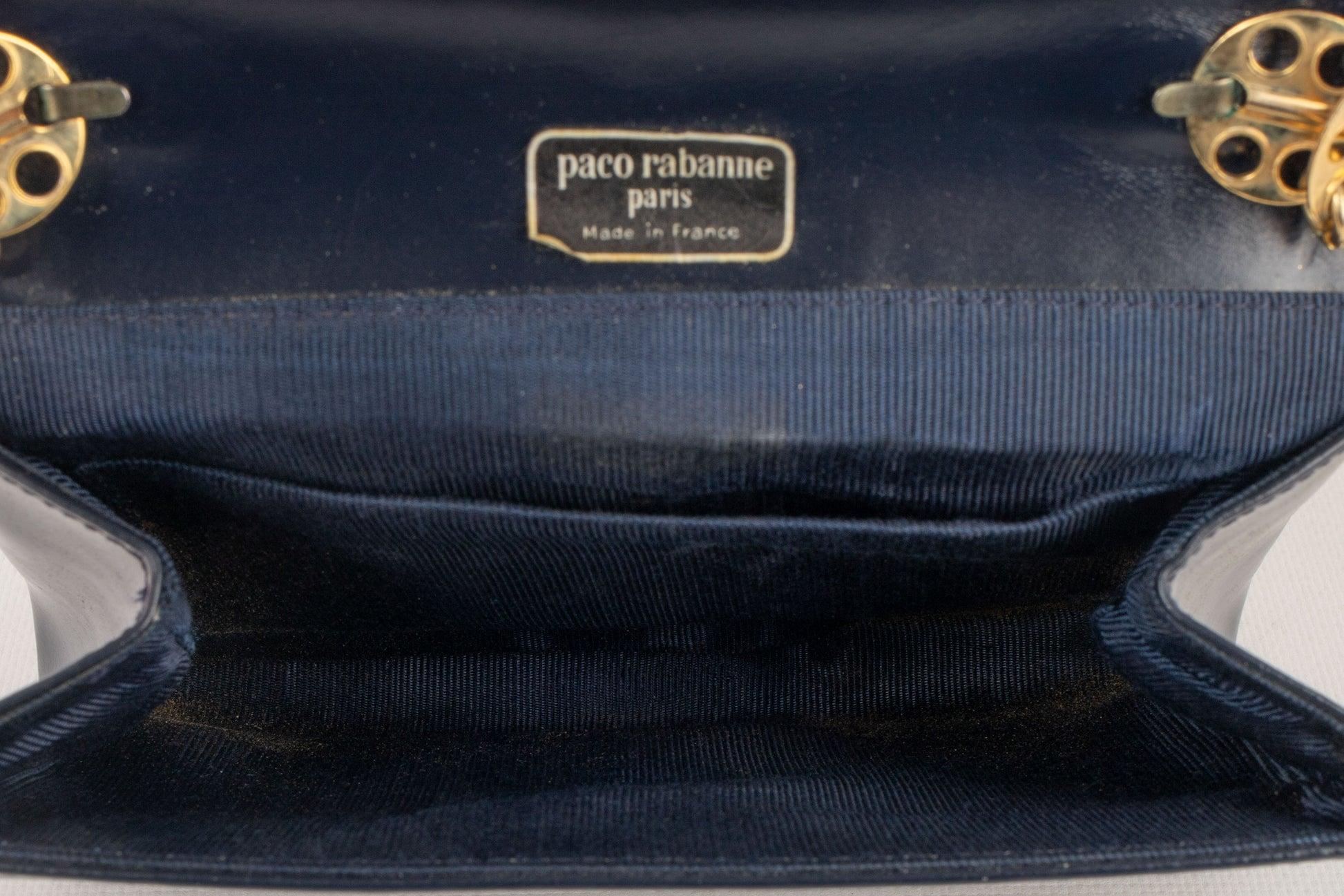 Paco Rabanne Navy-Blue Calfskin Handbag For Sale 4