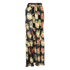 Paco Rabanne Navy Floral Print Maxi Skirt Size S