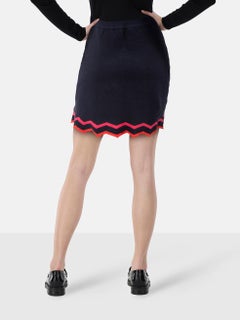 Paco Rabanne Navy Zig Zag Trim Knit Mini Skirt Size M