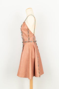 Paco Rabanne Pink Ostrich Leather Skater Dress