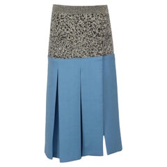 Paco Rabanne Pleated Crepe And Cotton Blend Midi Skirt Fr 38 Uk 10