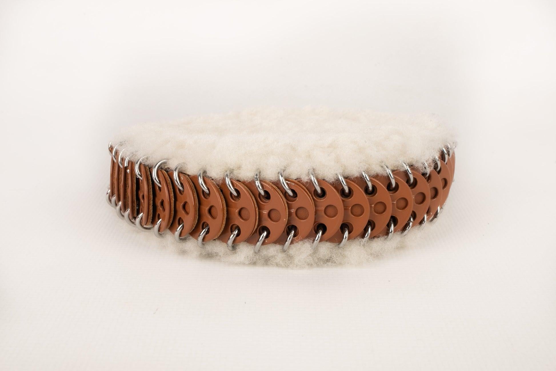 Beige Paco Rabanne Purse with Sheepskin Fur For Sale