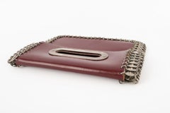 Paco Rabanne Red Leather Bag with Silvery Metal, 1960s