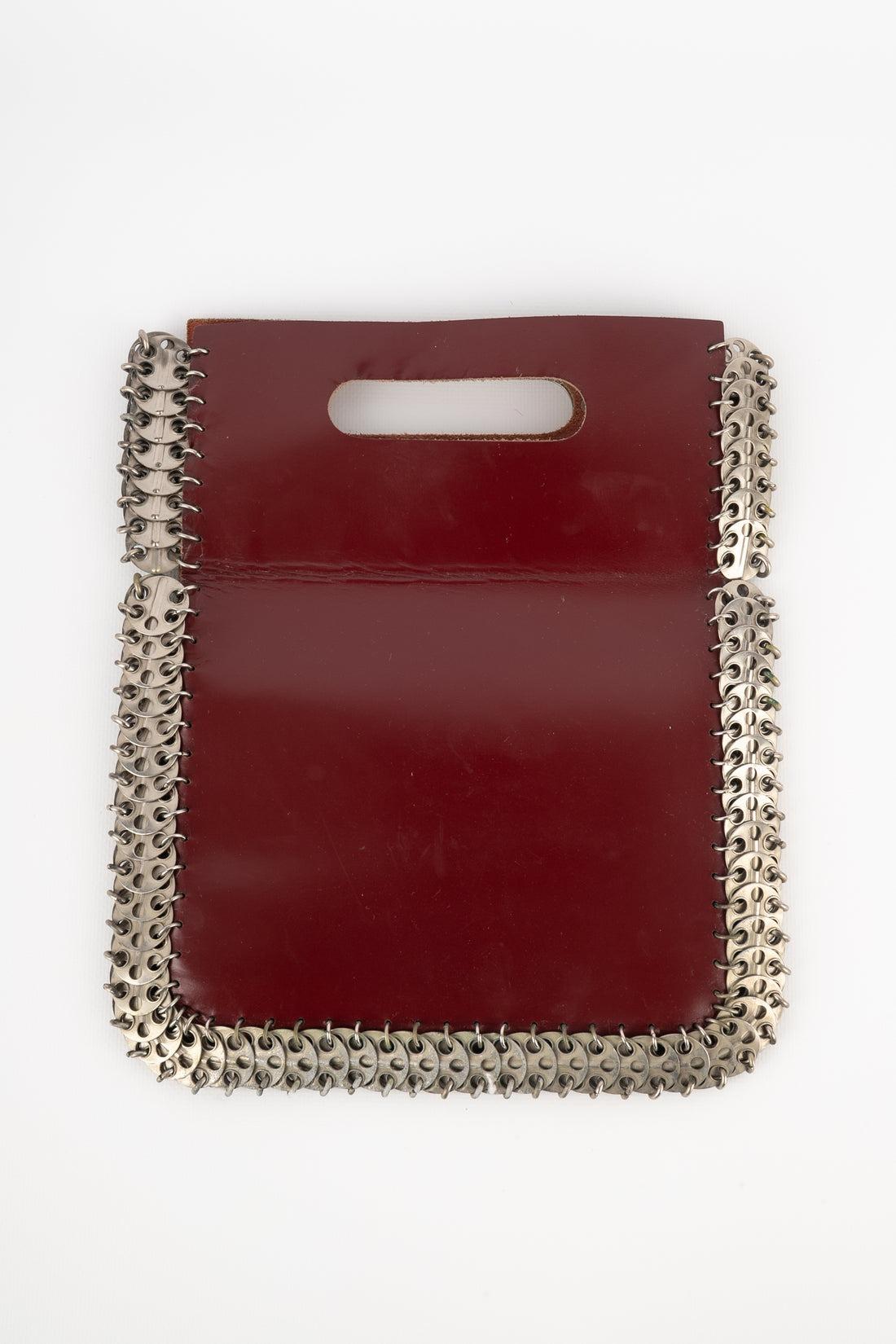 De las mujeres Paco Rabanne Bolso de cuero rojo con metal plateado, años 60 en venta
