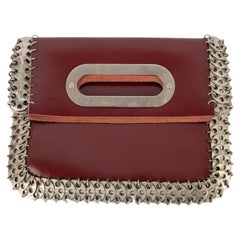 Paco Rabanne Rote Ledertasche mit silbernem Metall, 1960er Jahre