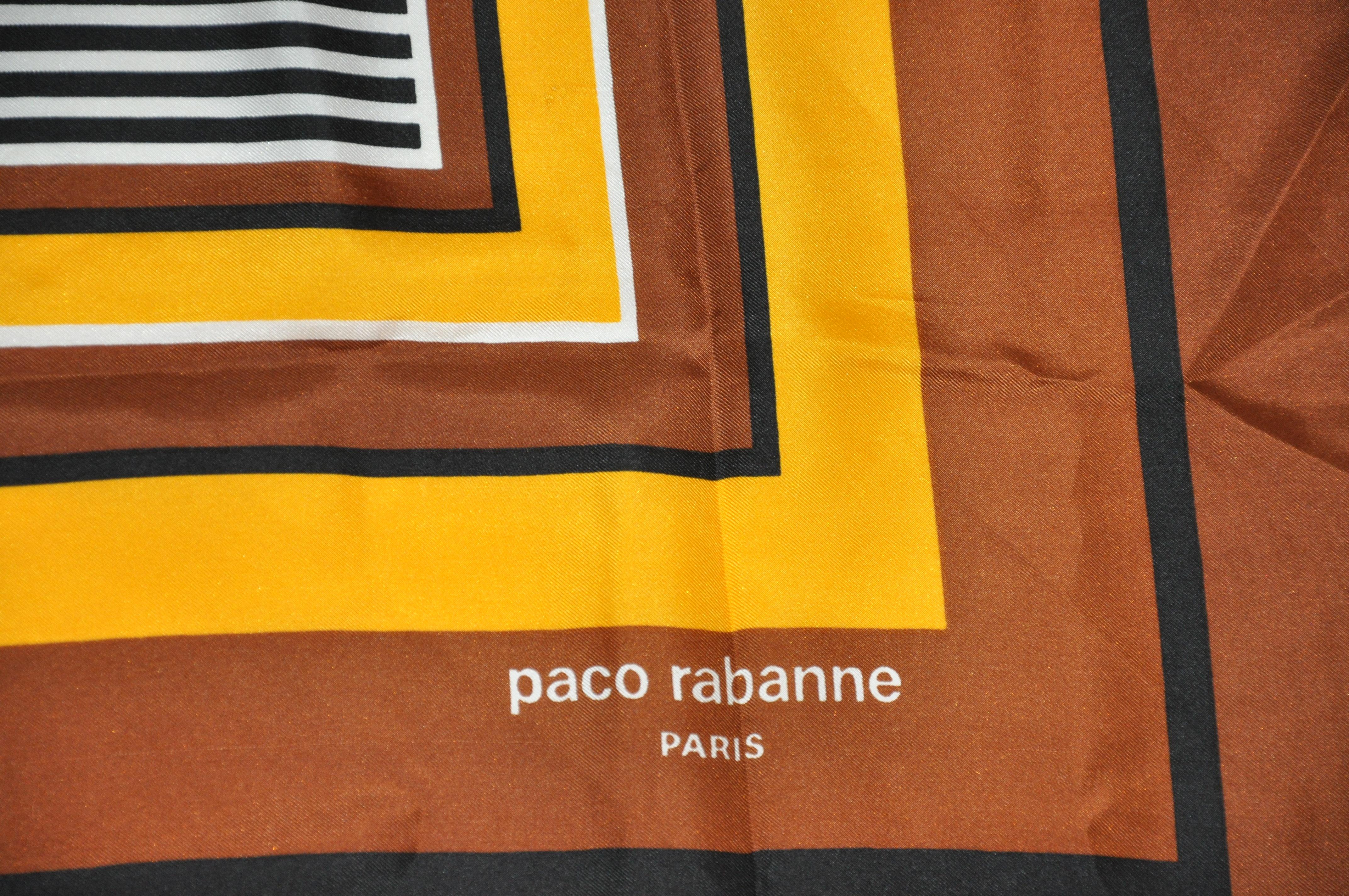 Paco Rabanne - Écharpe centrale rayée de bruns et de jaunes riches nuances de brun Bon état - En vente à New York, NY