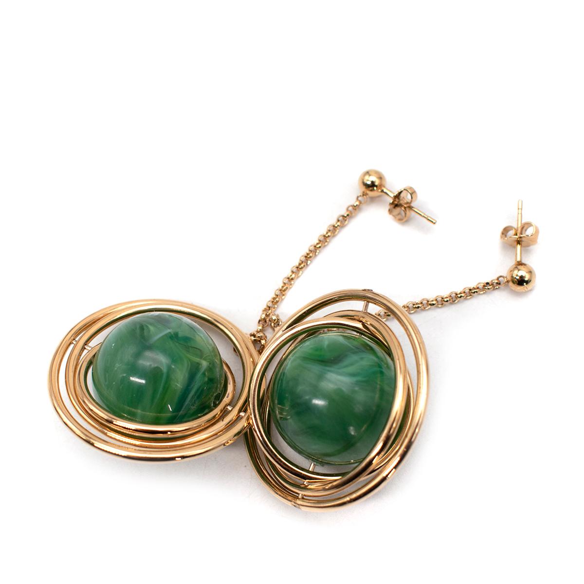 Paco Rabanne Saturn Faux-Malachite Pendant Earring In New Condition For Sale In London, GB