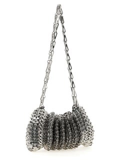 Paco Rabanne Sculptural Chainmail Shoulder Bag — Silver