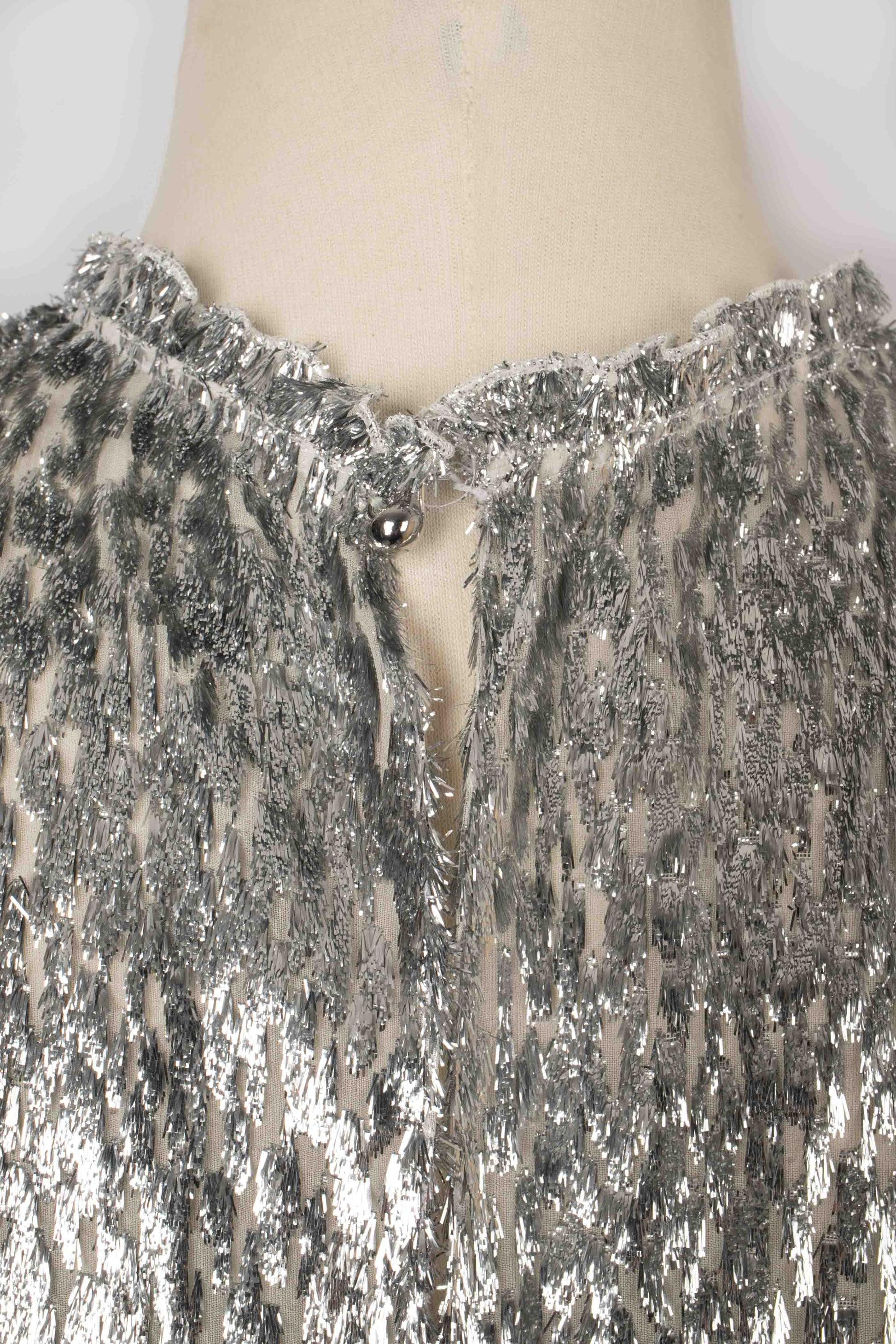 Paco Rabanne Set Composed of a Long Sleeveless Top and a Long Silvery Skirt For Sale 2