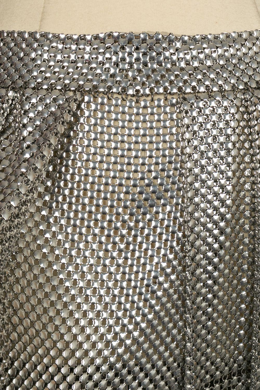 Paco Rabanne Set Composed Top and Skirt in Silver Metallic Mesh 9