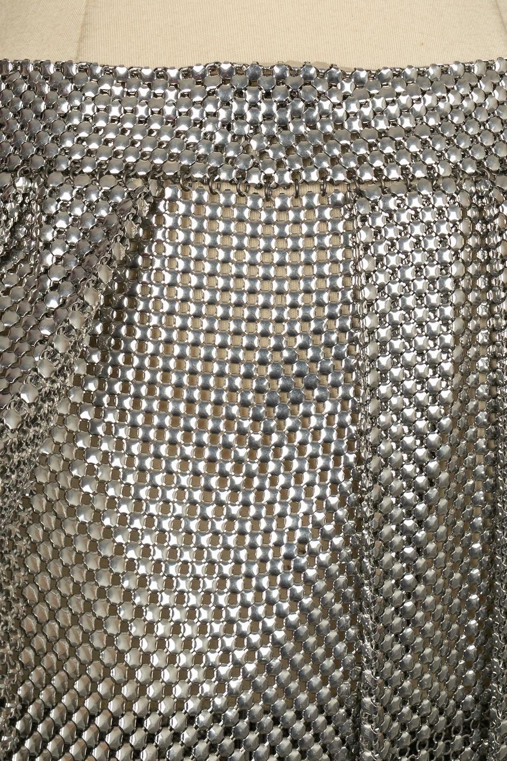 Paco Rabanne Set Composed Top and Skirt in Silver Metallic Mesh For Sale 9