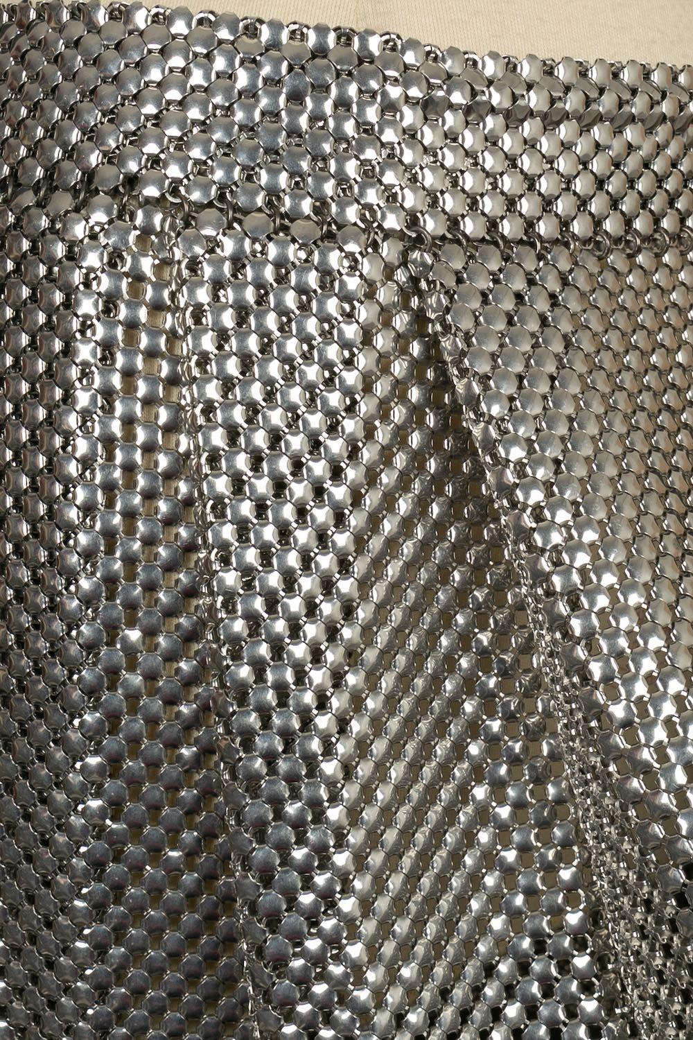 Paco Rabanne Set Composed Top and Skirt in Silver Metallic Mesh For Sale 10
