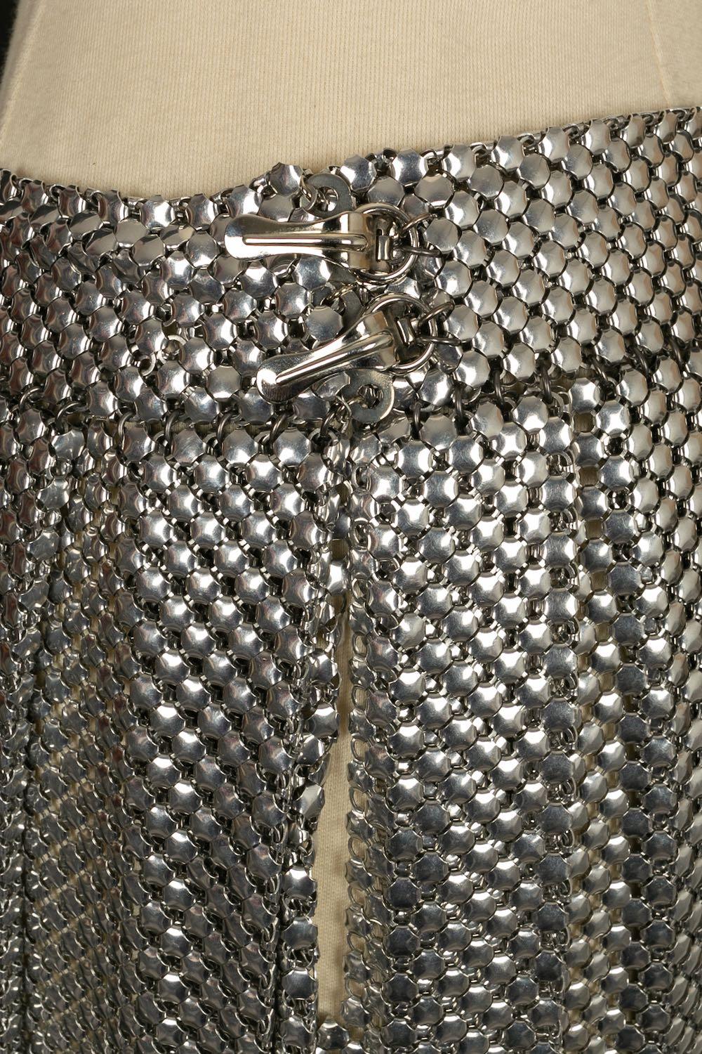 Paco Rabanne Set Composed Top and Skirt in Silver Metallic Mesh For Sale 12