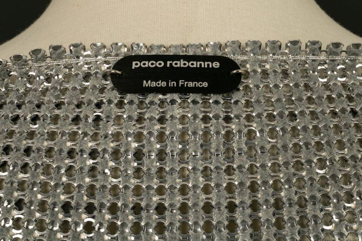 Paco Rabanne ensemble combiné haut et jupe en maille métallique argentée en vente 4