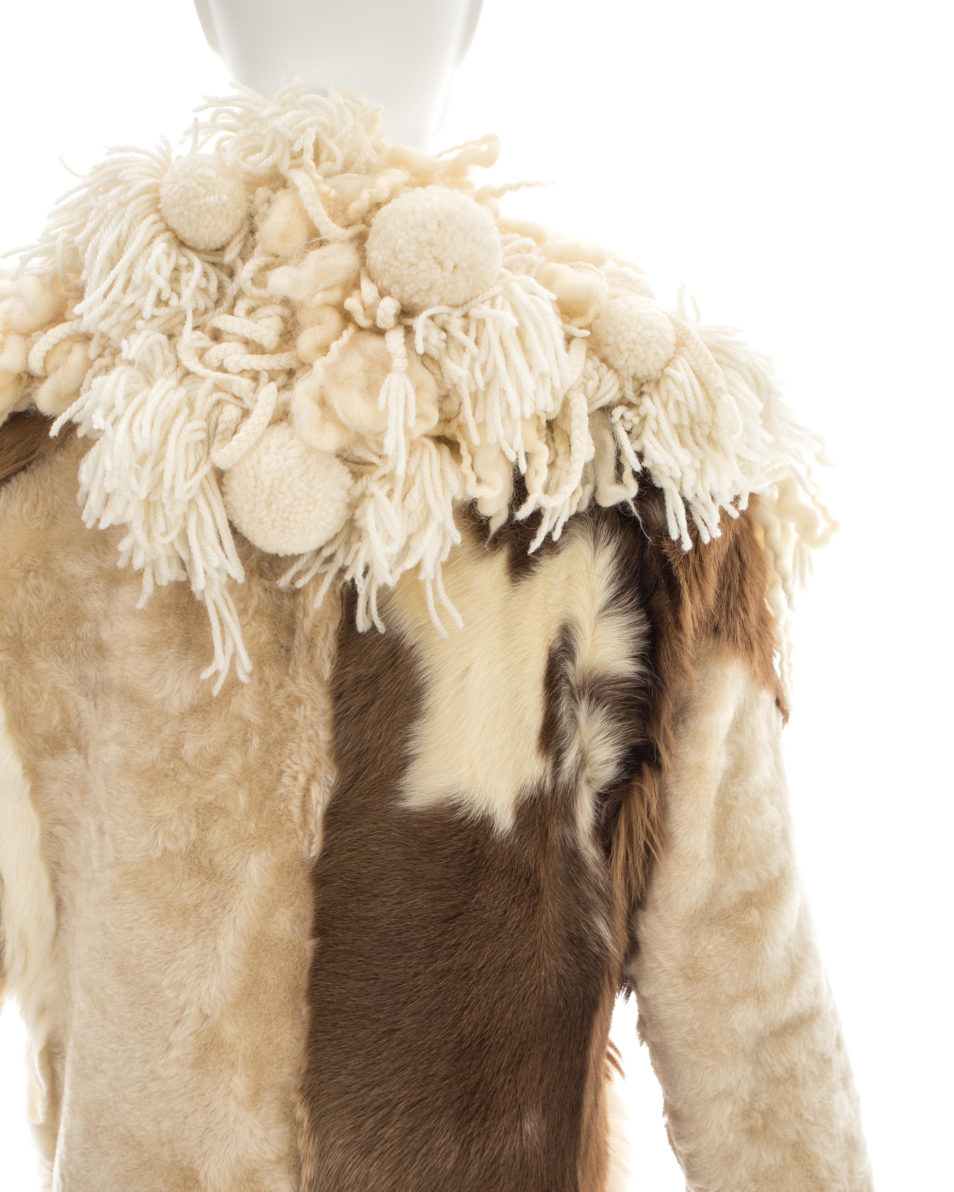 Paco Rabanne sheepskin, goat and pony hair patchwork coat, fw 2002  For Sale 6
