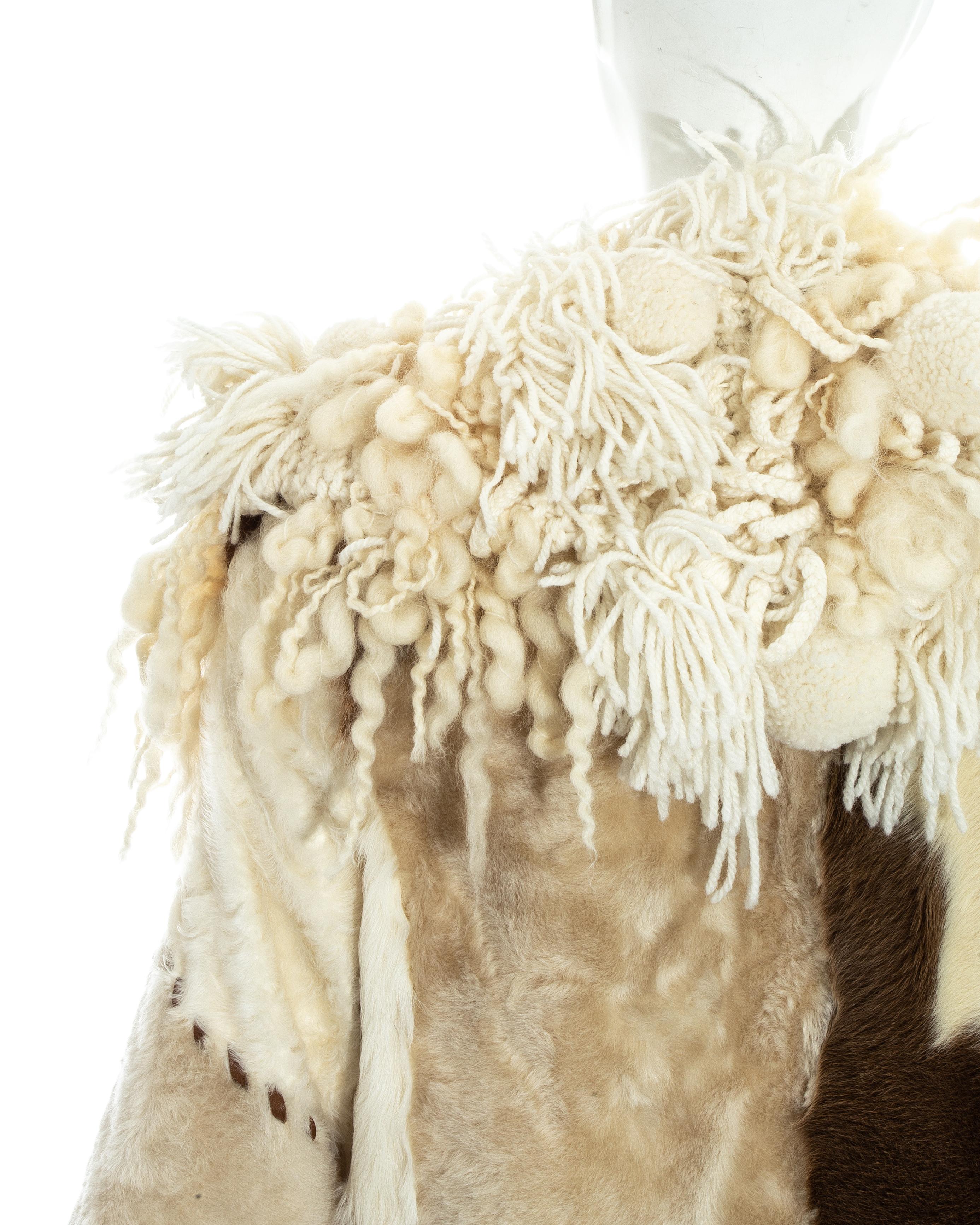 Paco Rabanne sheepskin, goat and pony hair patchwork coat, fw 2002 5