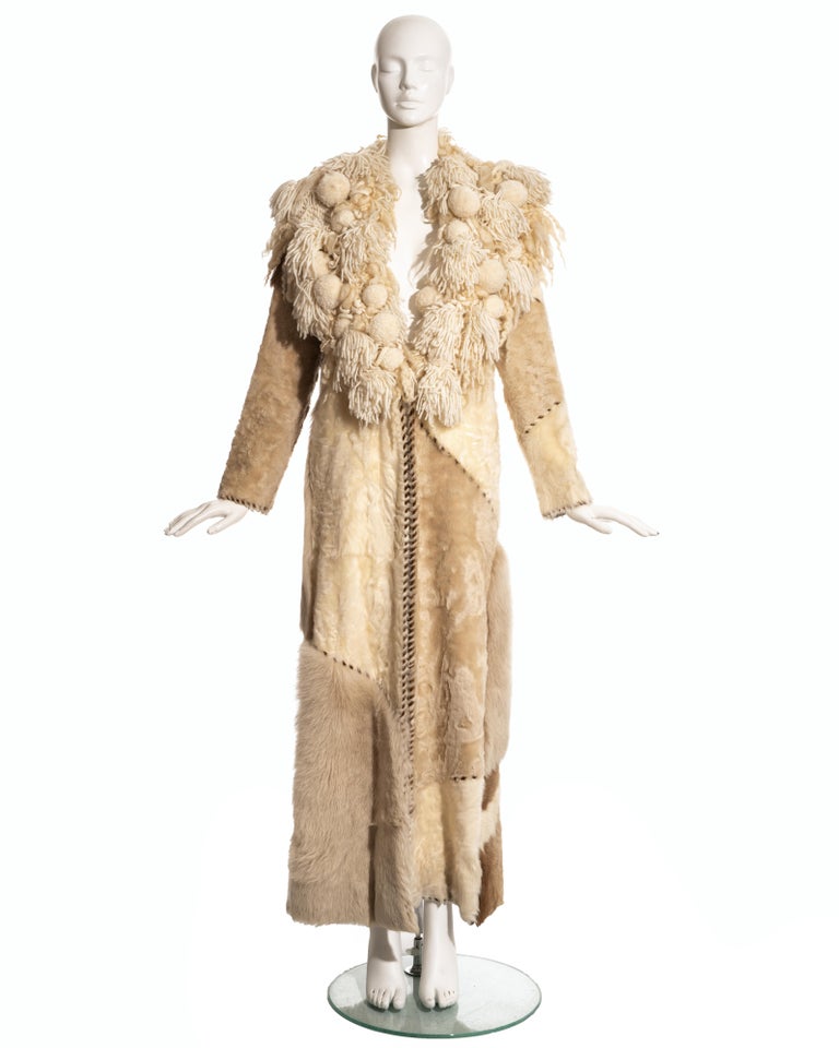 Paco Rabanne sheepskin, goat and pony hair patchwork coat, fw 2002 at 1stDibs