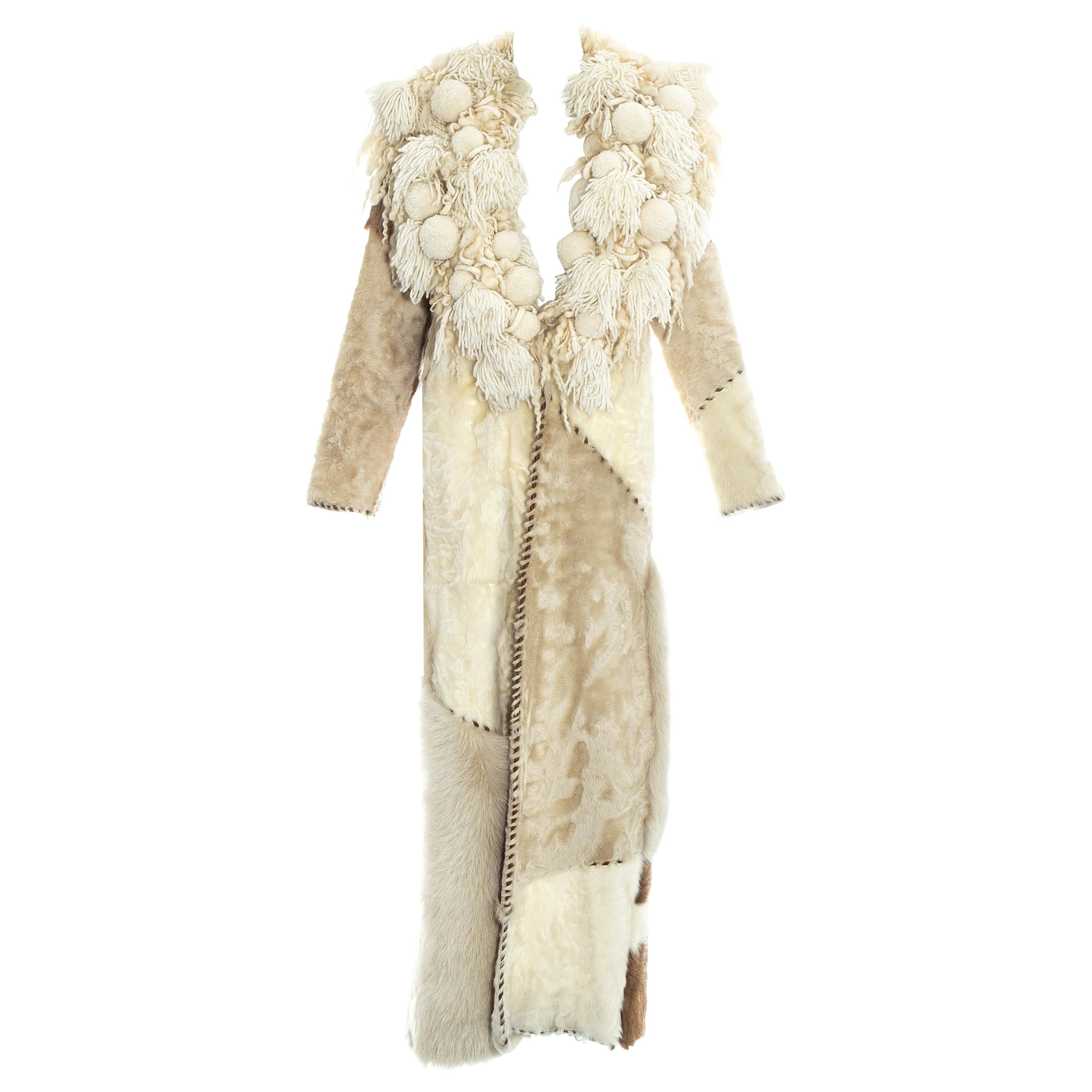 Paco Rabanne sheepskin, goat and pony hair patchwork coat, fw 2002 at ...