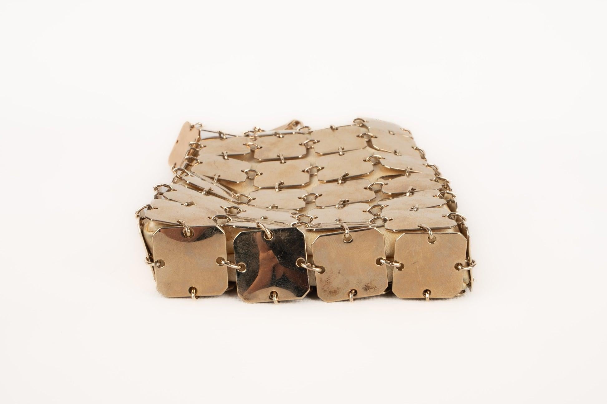 Beige Paco Rabanne Silk and Golden Metal Pastille Bag