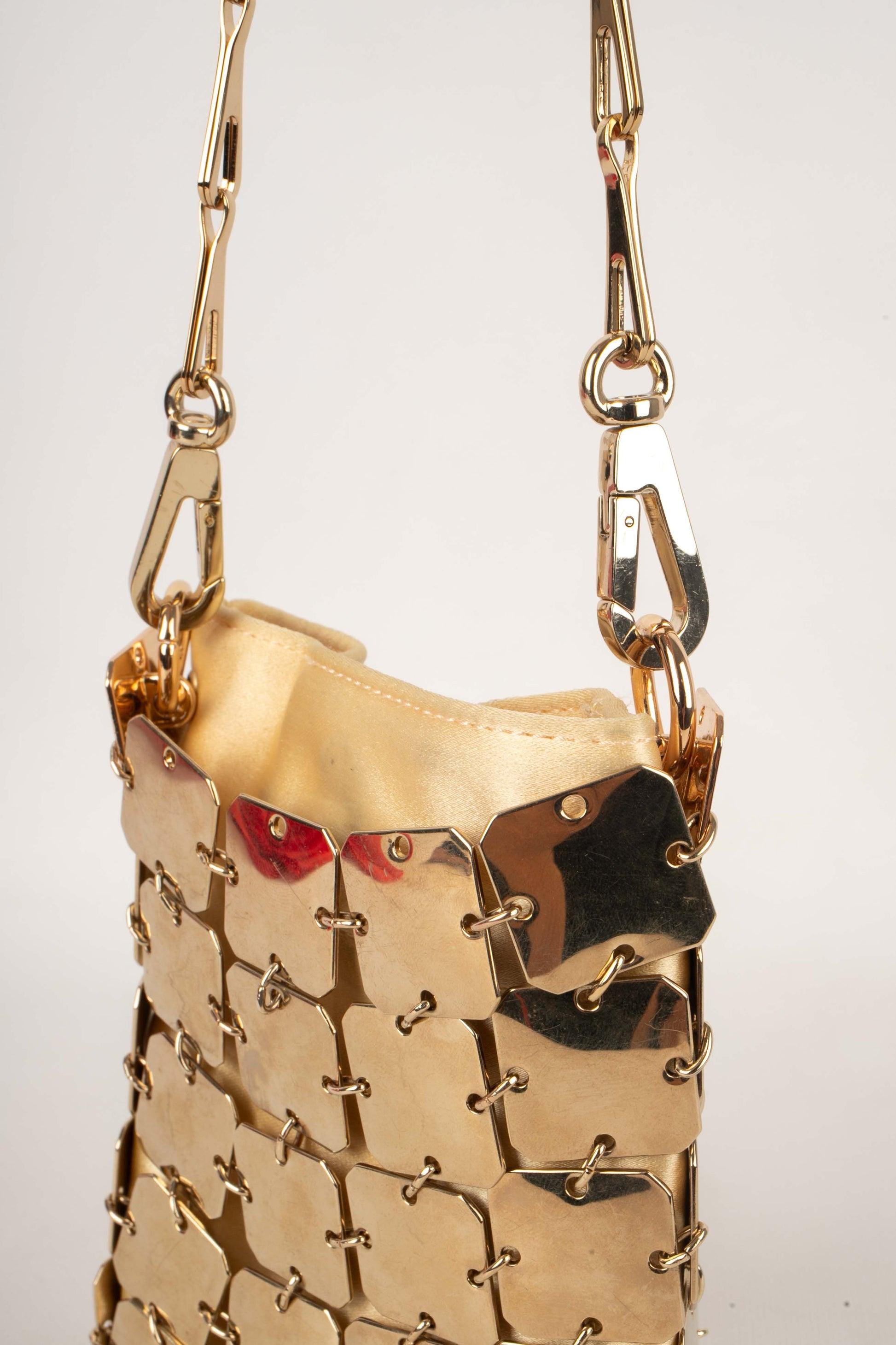Paco Rabanne Silk and Golden Metal Pastille Bag In Good Condition In SAINT-OUEN-SUR-SEINE, FR