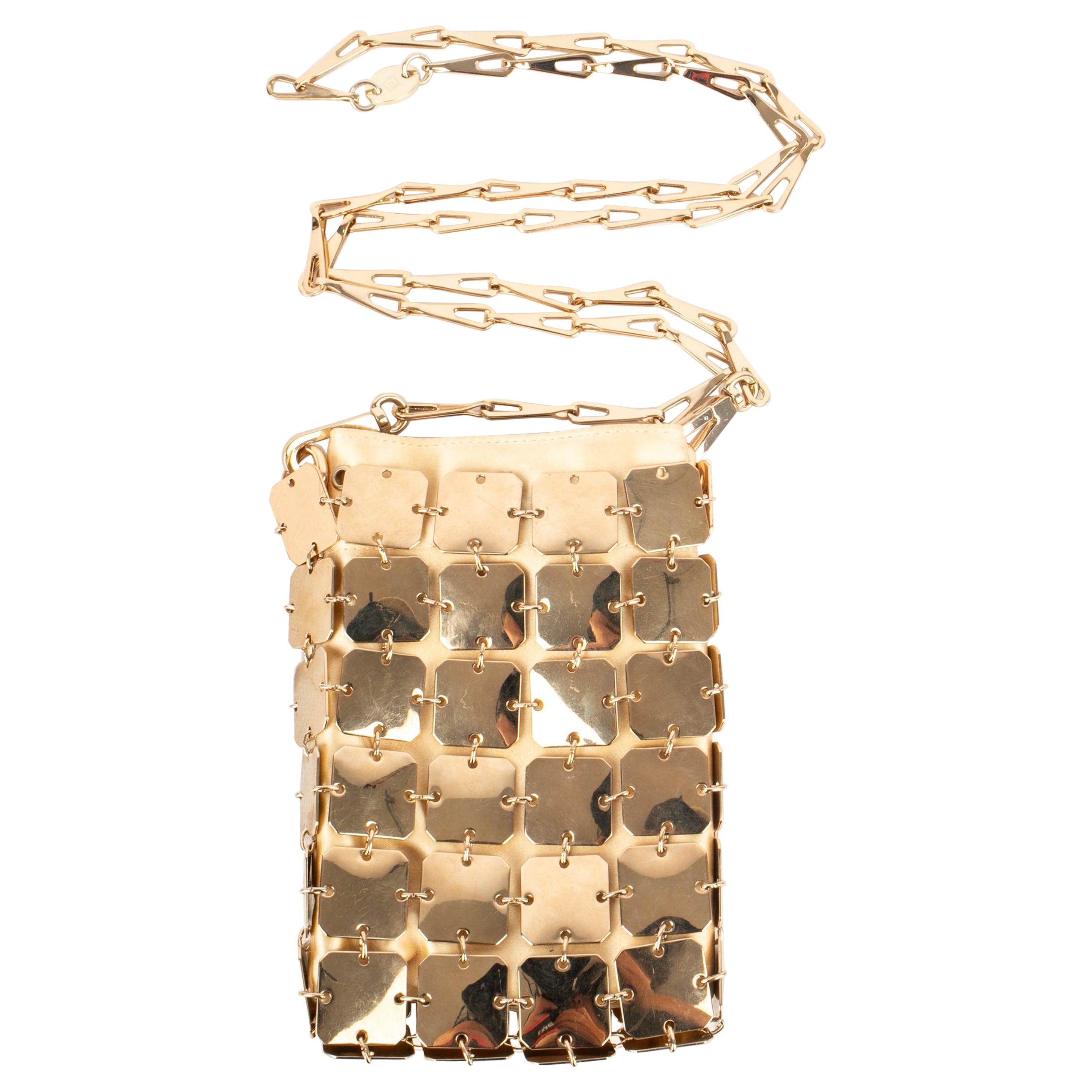 Paco Rabanne Silk and Golden Metal Pastille Bag