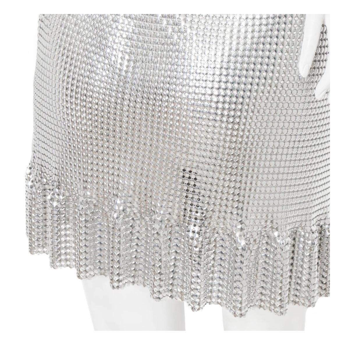 Women's Paco Rabanne Silver Chainmaille Mini Skirt Fall2016