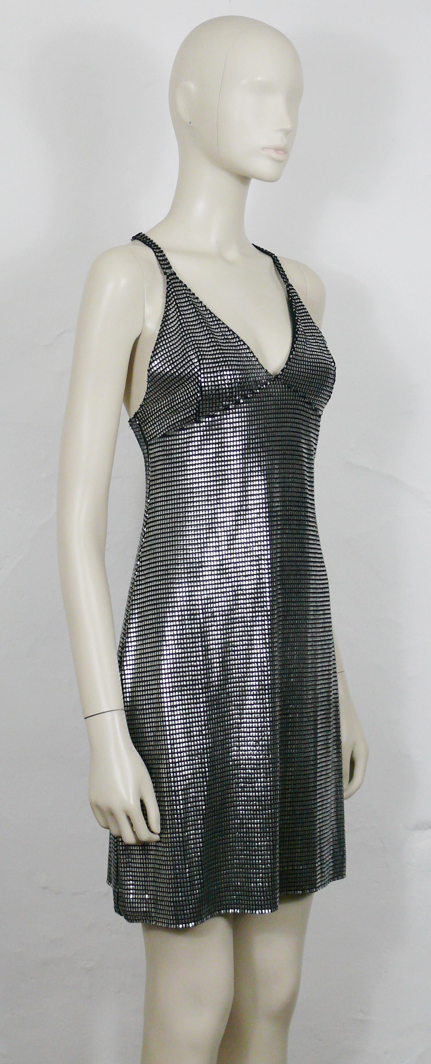 Women's PACO RABANNE Silver Foil Grid Dress For Sale
