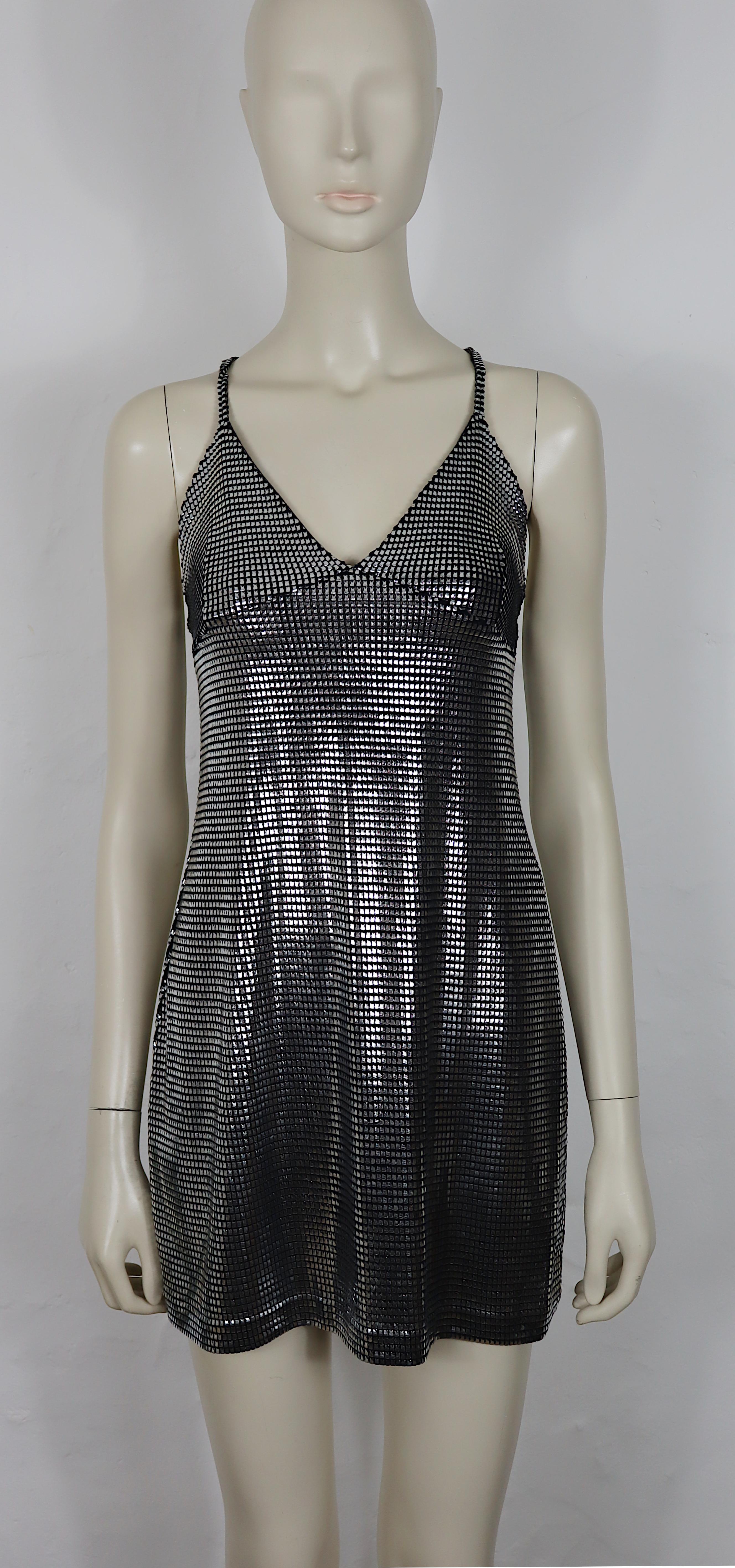 PACO RABANNE Silbernes Folien-Gitterkleid Damen im Angebot