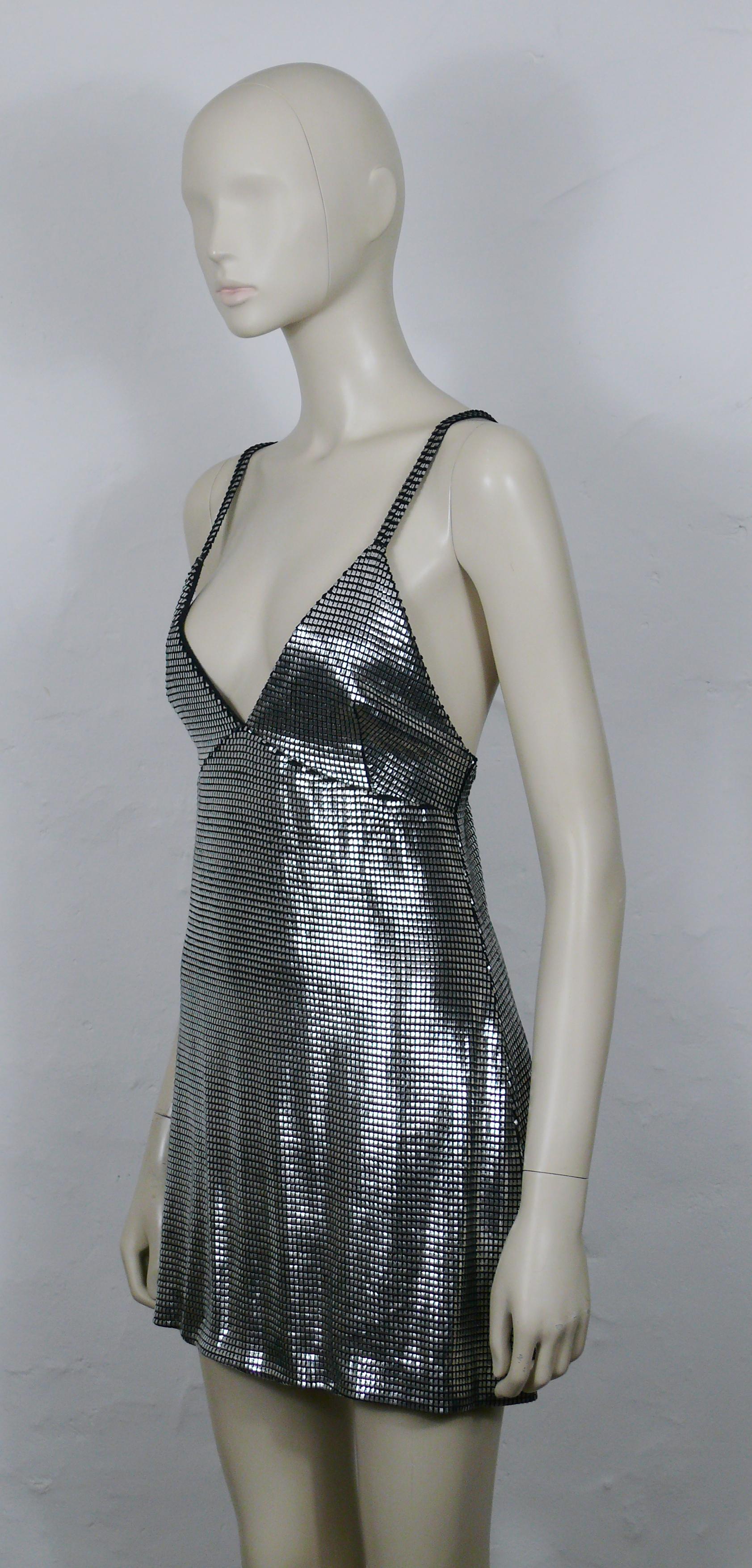 PACO RABANNE Silver Foil Grid Dress 1