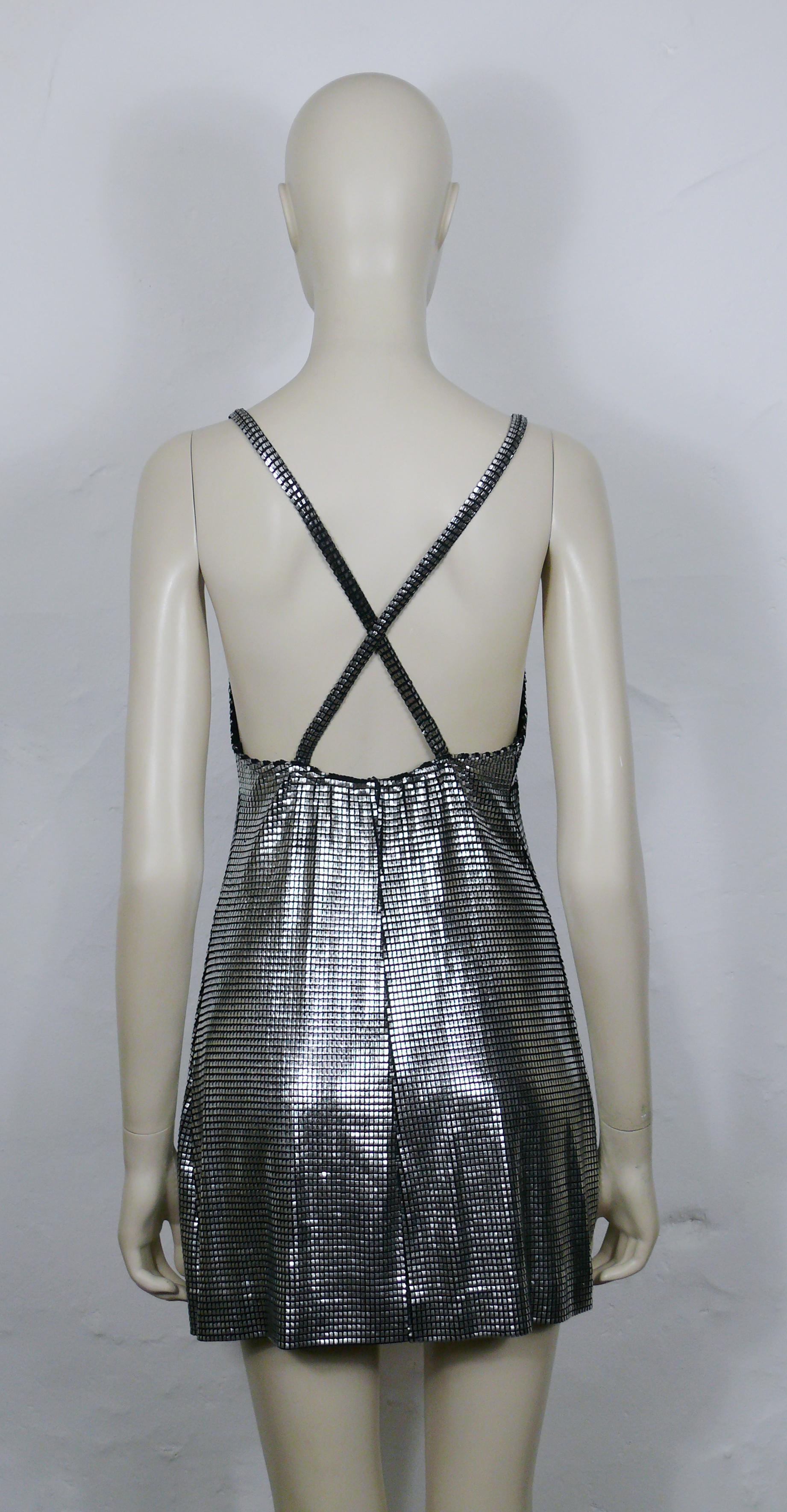 PACO RABANNE Silver Foil Grid Dress 2