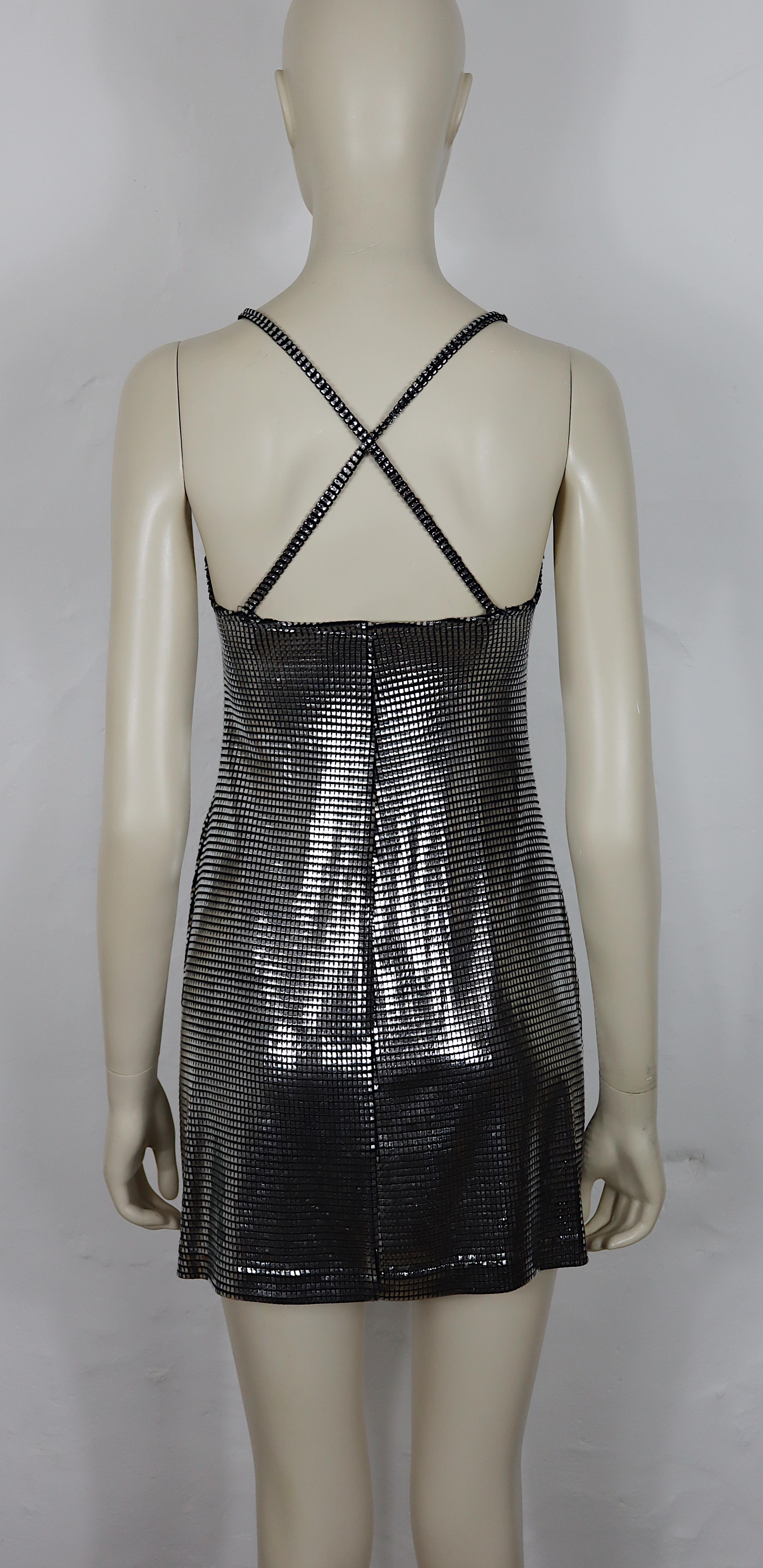 PACO RABANNE Silbernes Folien-Gitterkleid im Angebot 2