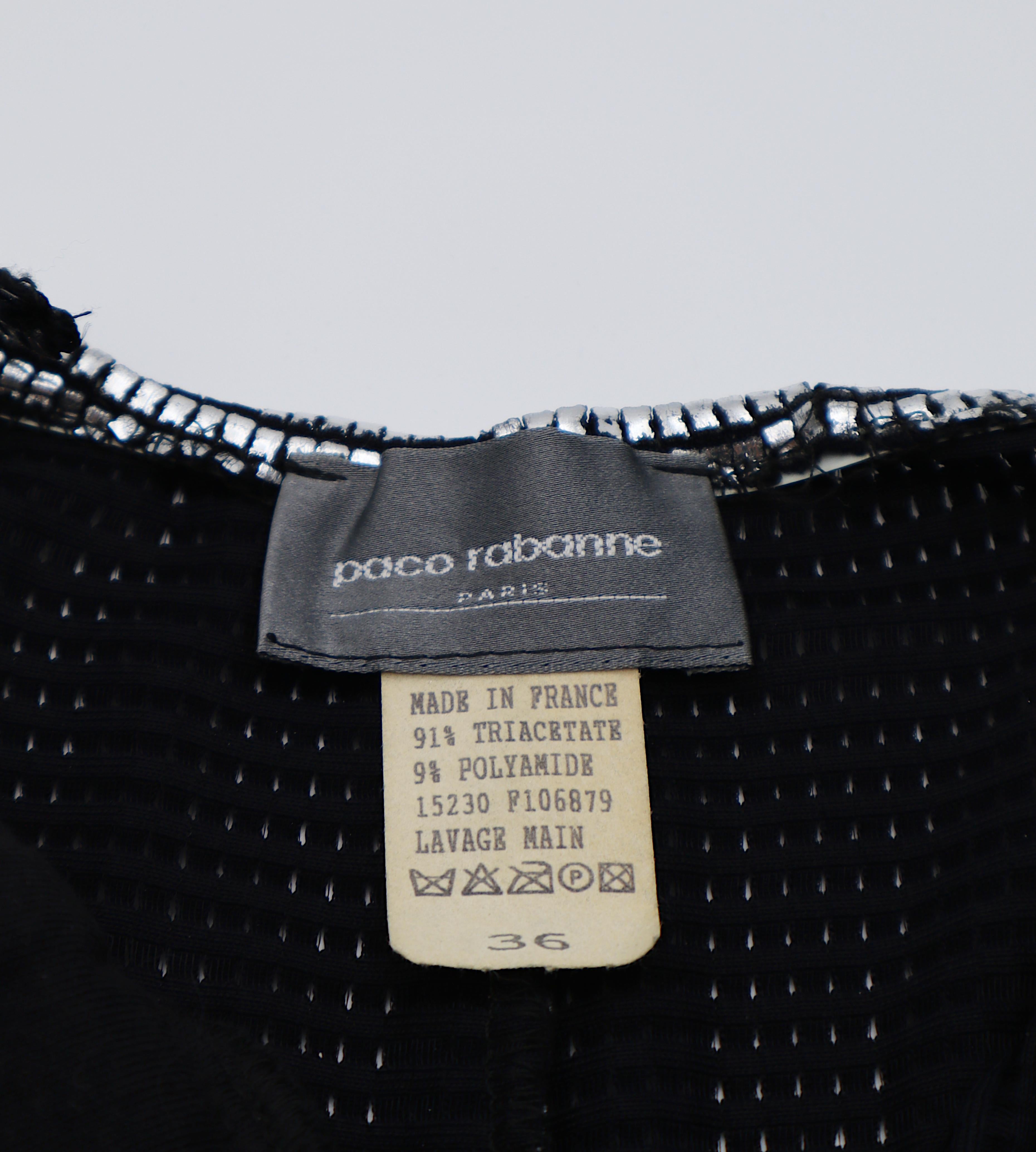 PACO RABANNE Silbernes Folien-Gitterkleid im Angebot 3