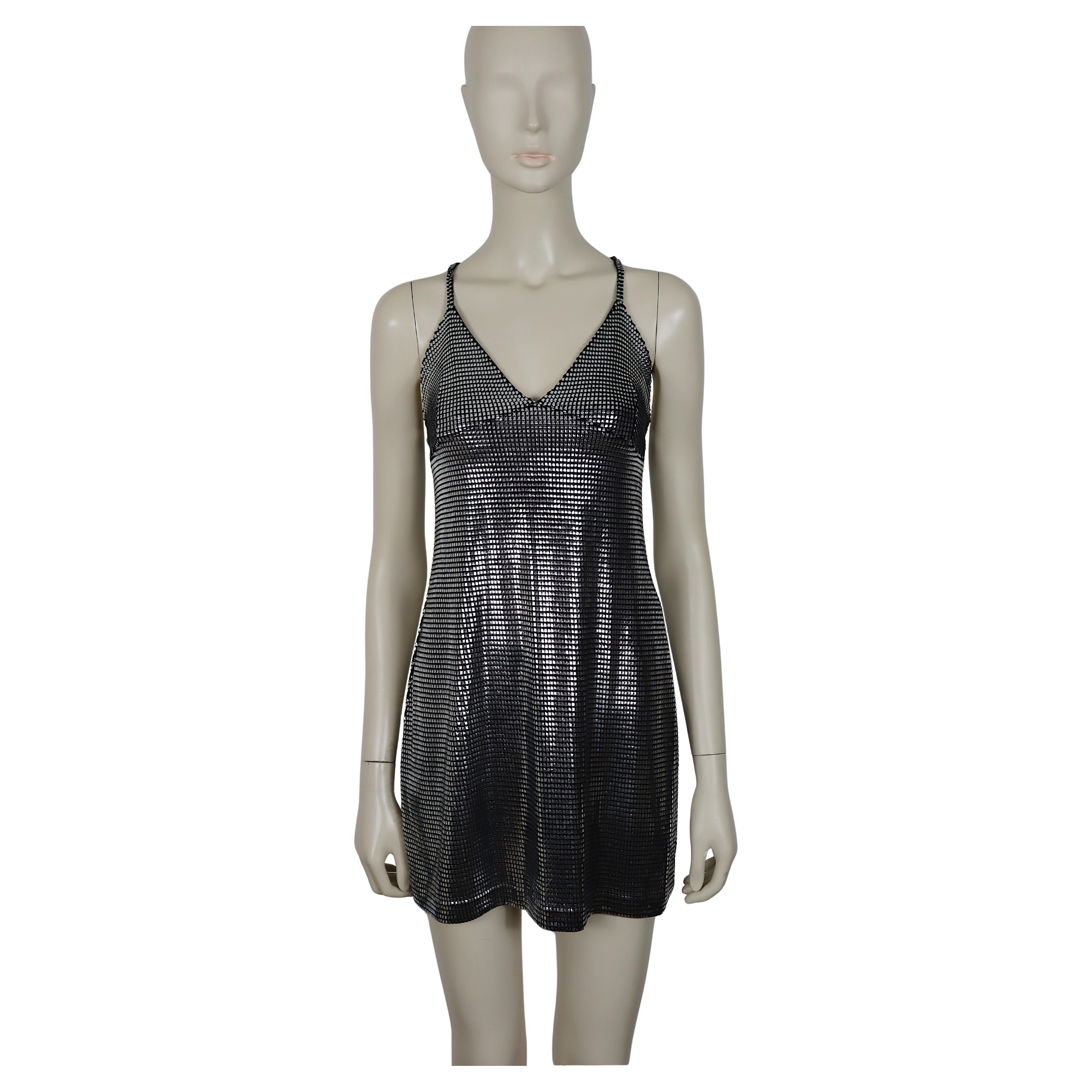 PACO RABANNE Silver Foil Grid Dress