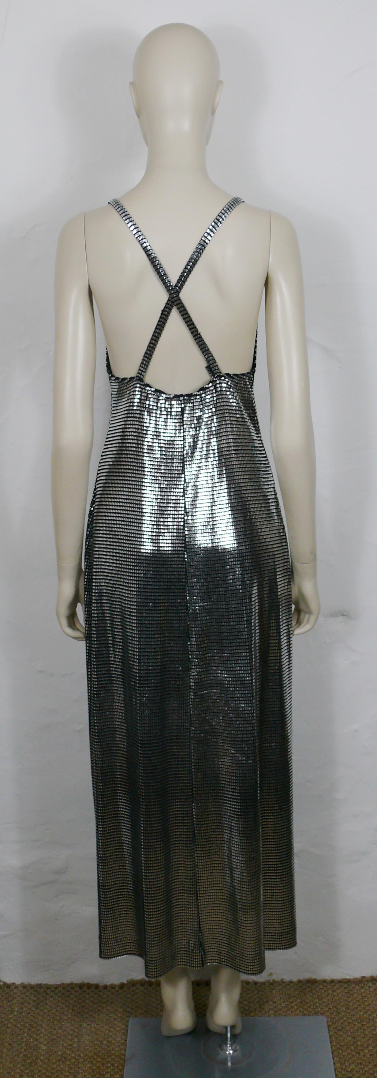 Women's PACO RABANNE Silver Foil Grid Maxi Dress