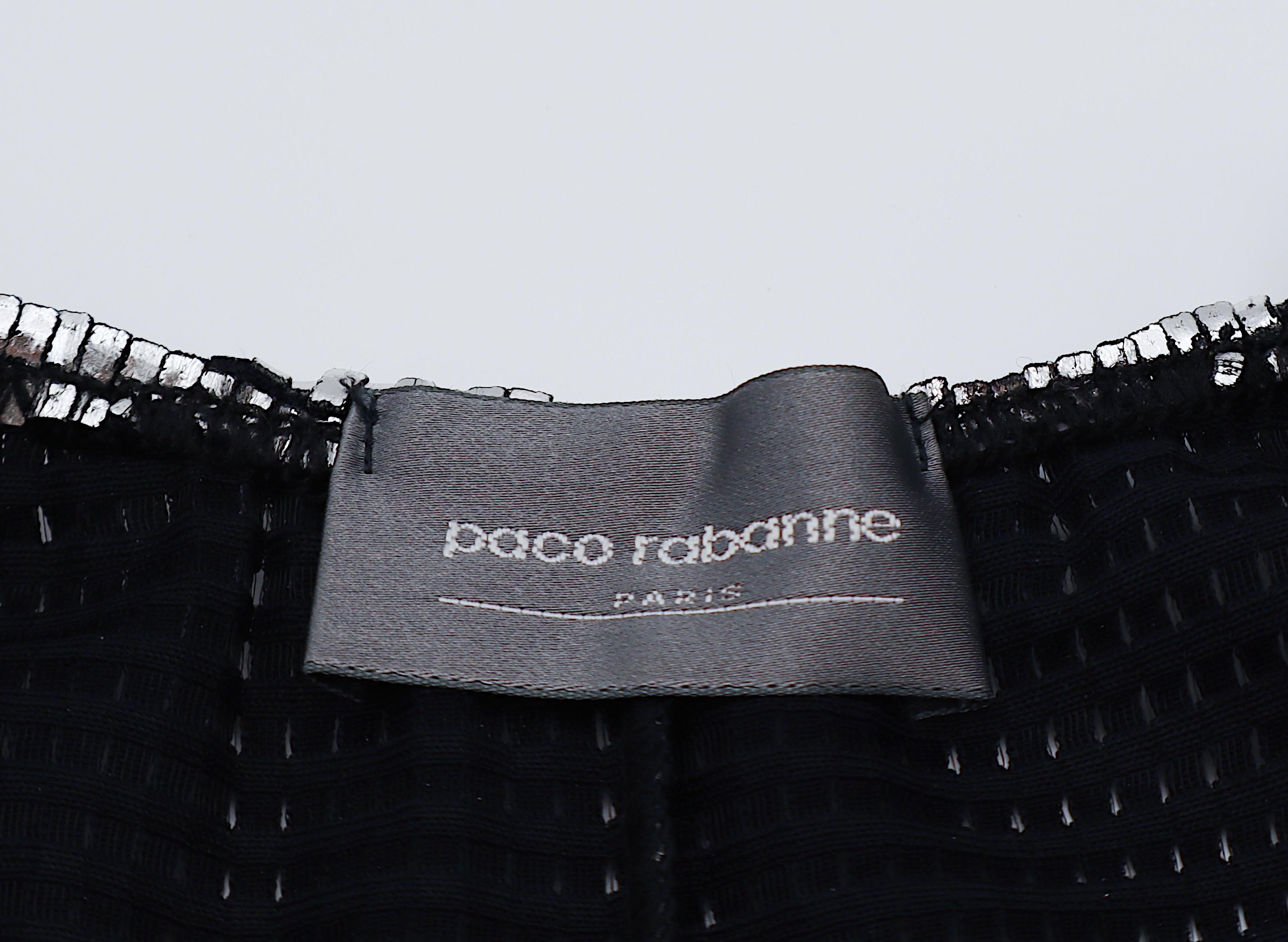 PACO RABANNE Silbernes Maxikleid mit Foliengitter im Angebot 1