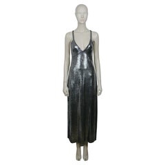 PACO RABANNE Silbernes Maxikleid mit Folie Gitter