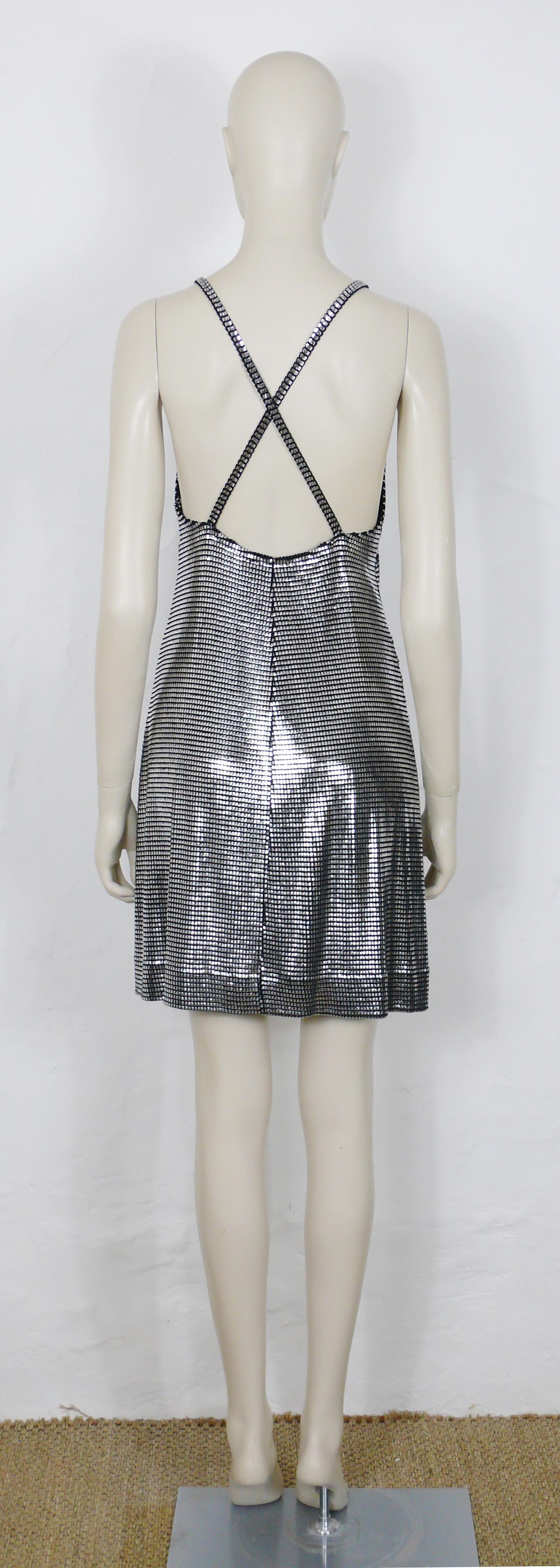 Paco Rabanne Silver Foil Grid Mini Dress 5