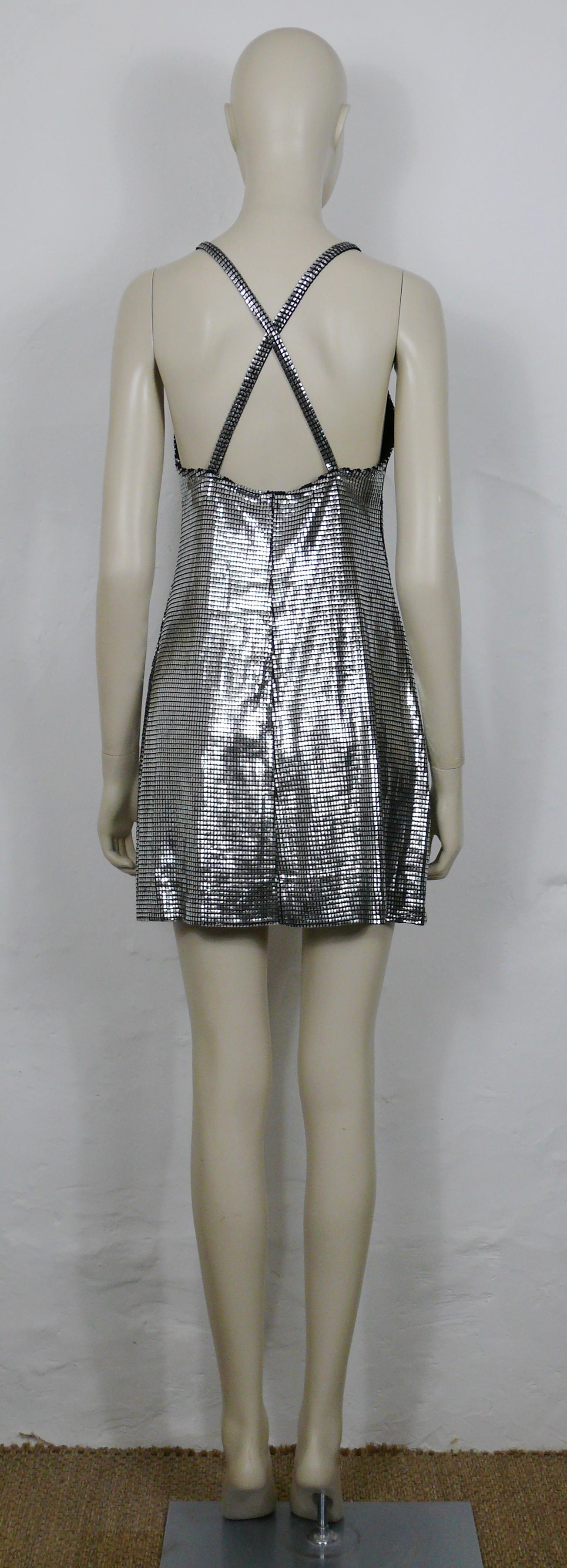 Paco Rabanne Silver Foil Grid Mini Dress 3