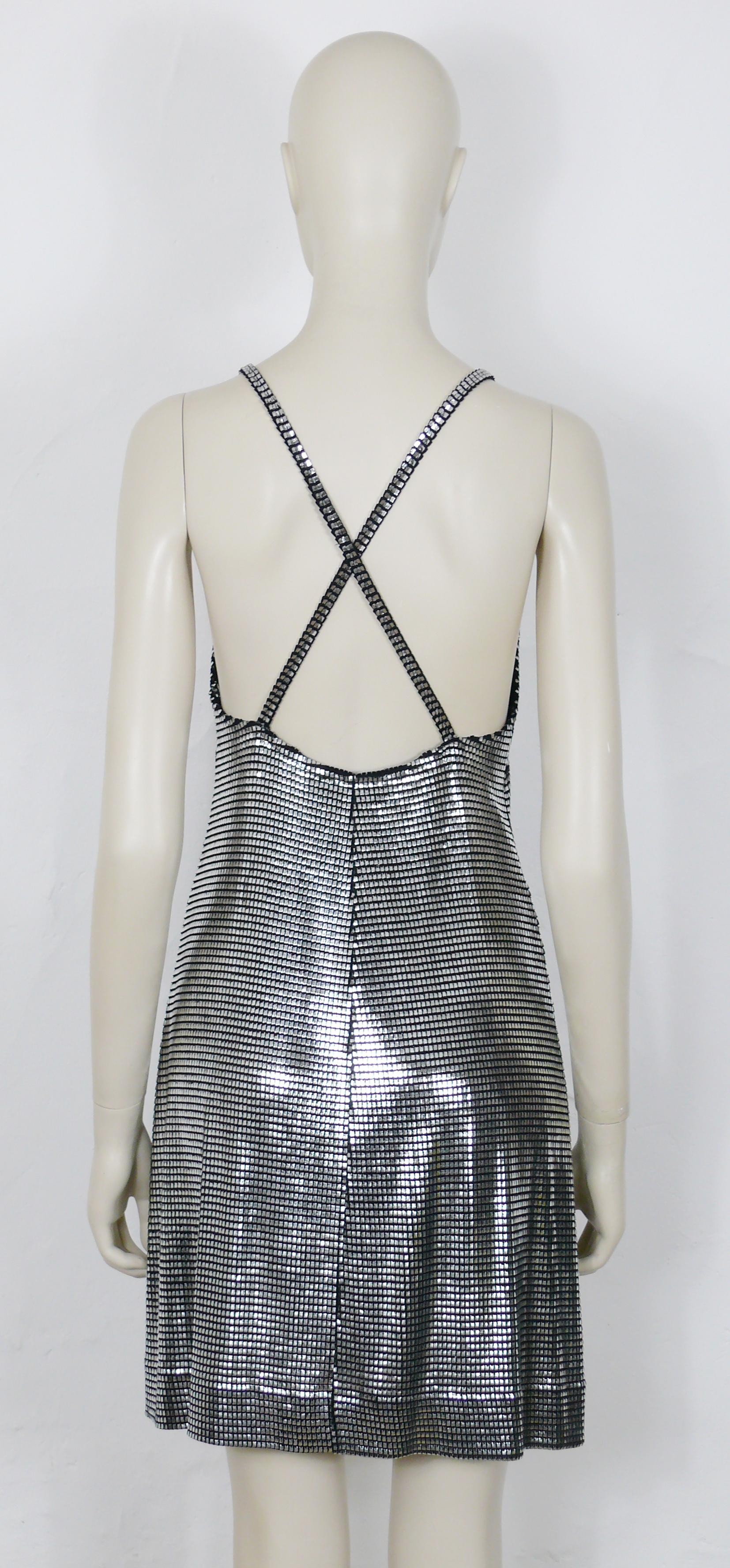 Paco Rabanne Silver Foil Grid Mini Dress 6