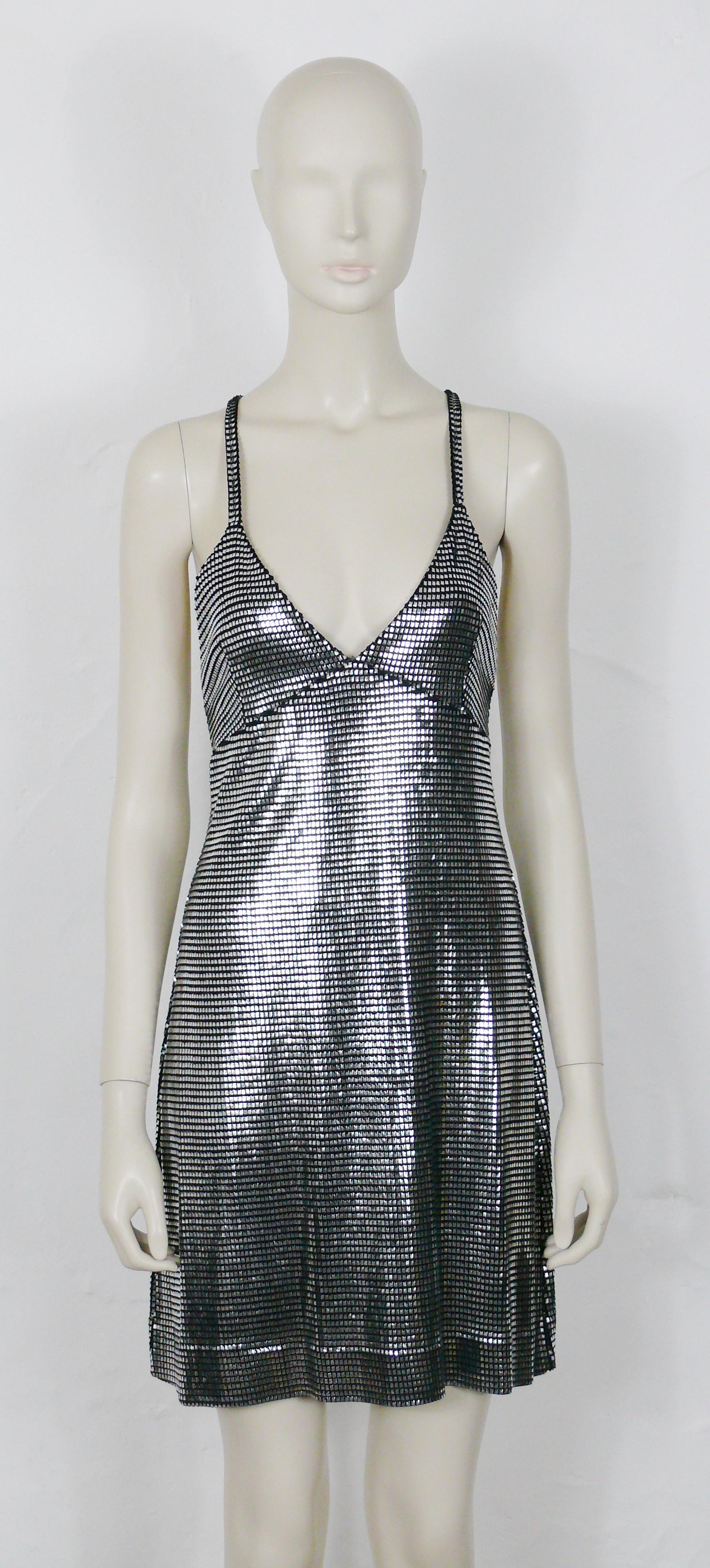 Paco Rabanne Silver Foil Grid Mini Dress 1