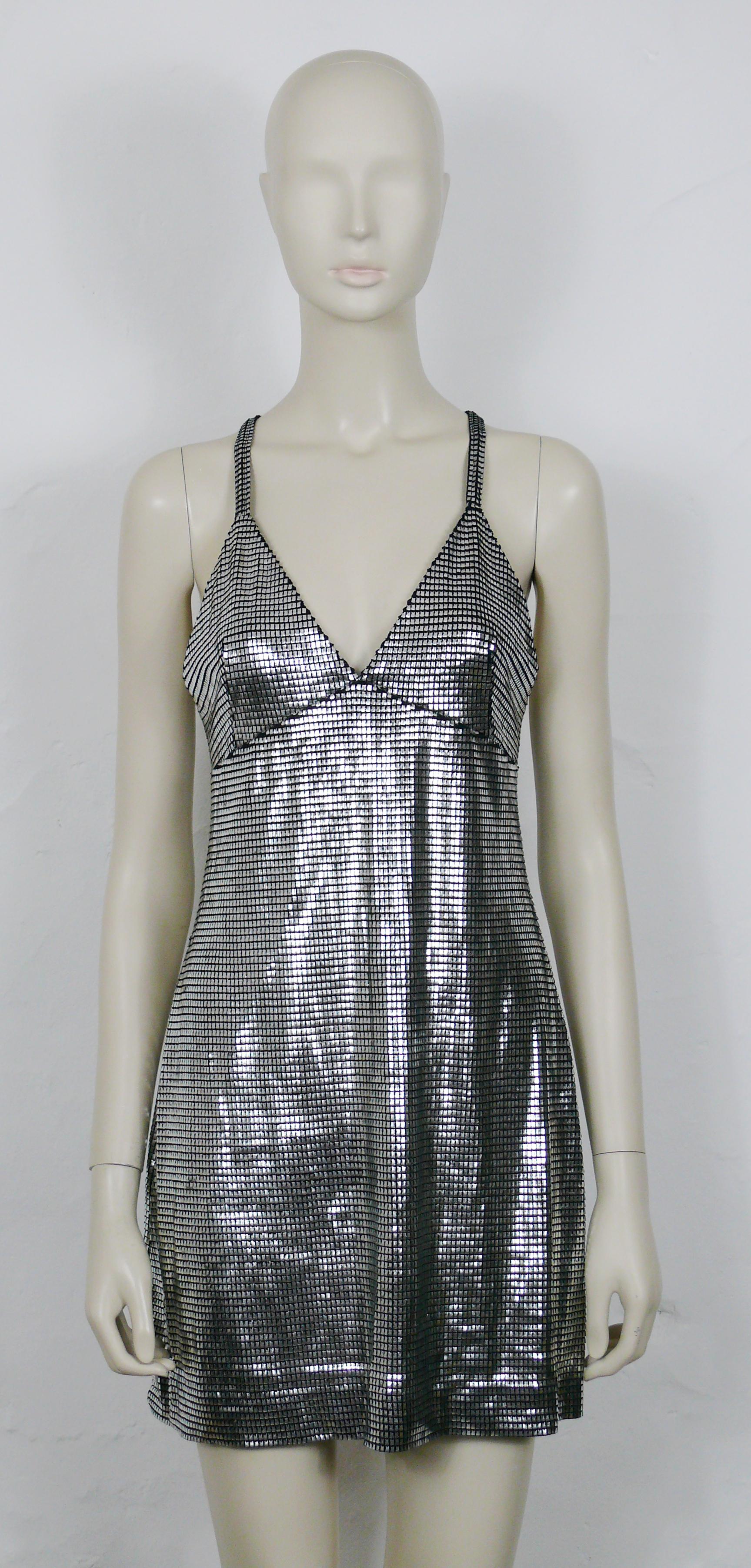 Women's Paco Rabanne Silver Foil Grid Mini Dress