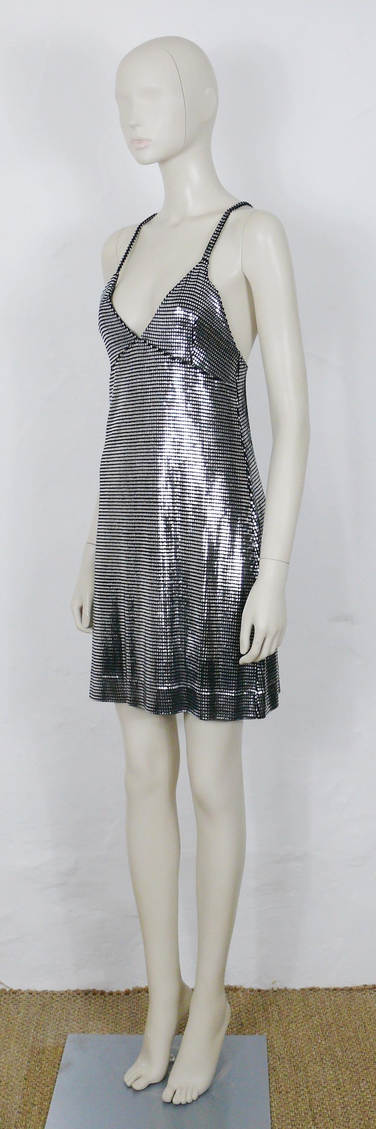 Paco Rabanne Silver Foil Grid Mini Dress