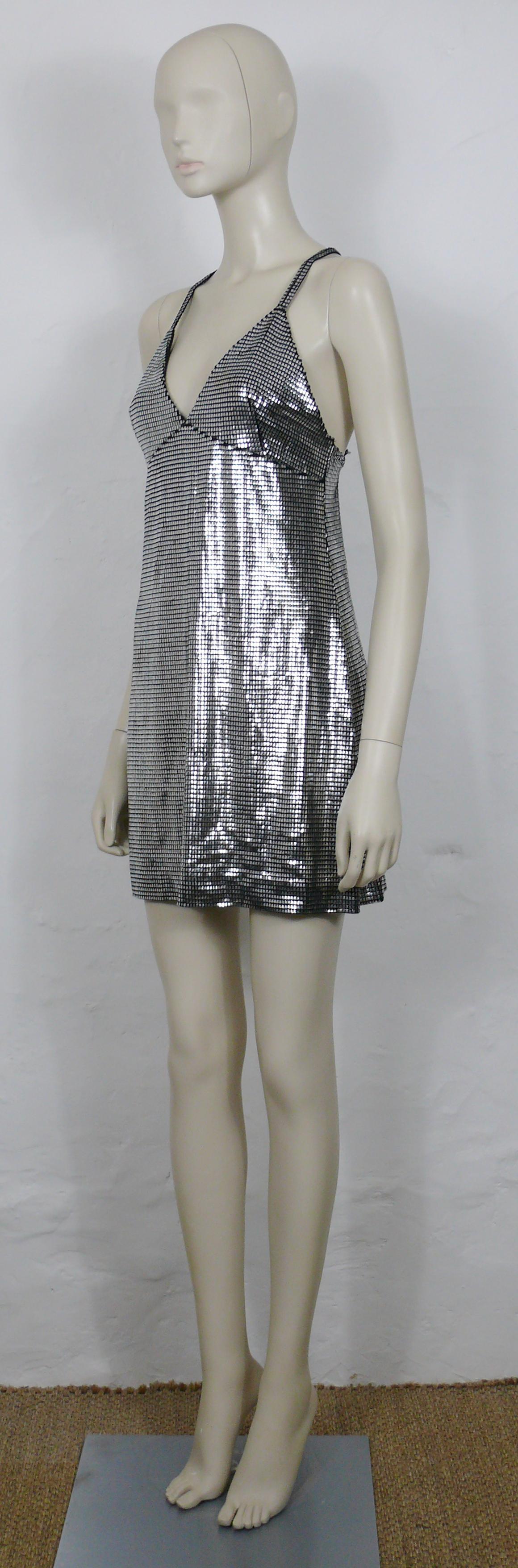 Paco Rabanne Silver Foil Grid Mini Dress 1