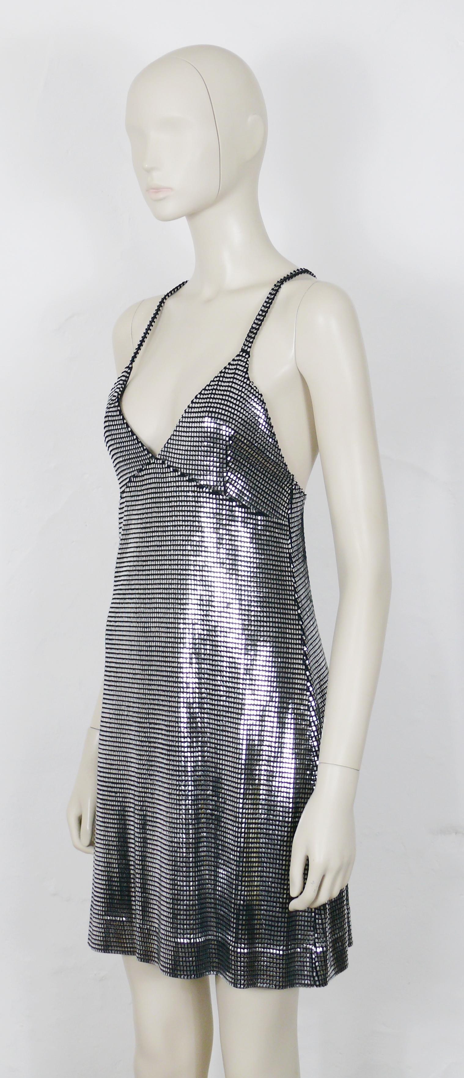 Paco Rabanne Silver Foil Grid Mini Dress 4